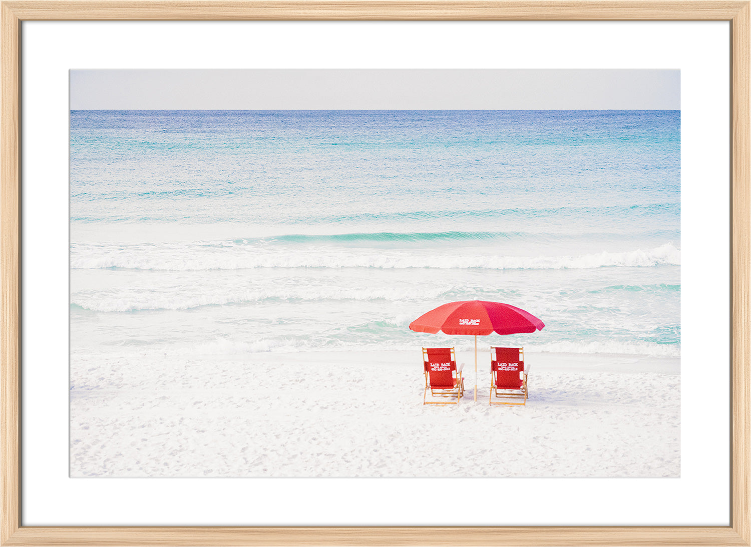 ocean print wood frame