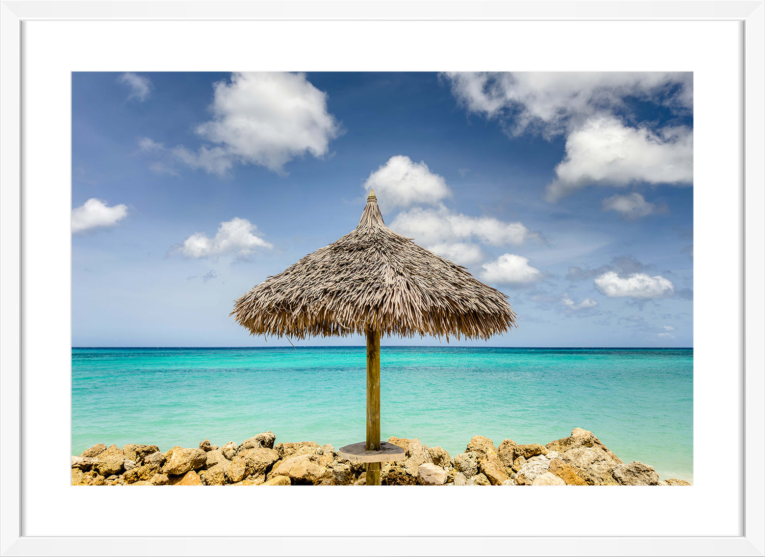 Aruba hut print white frame