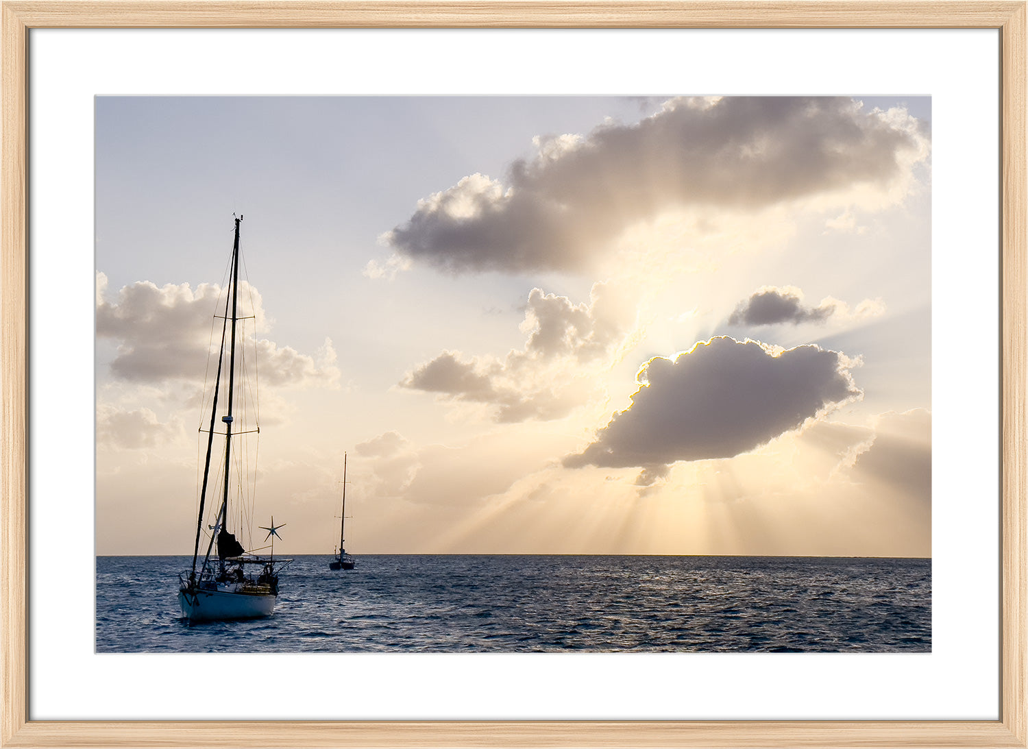 Bahamian cloud print wood frame