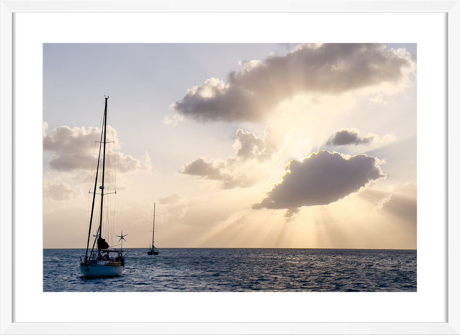 Bahamian cloud print white frame