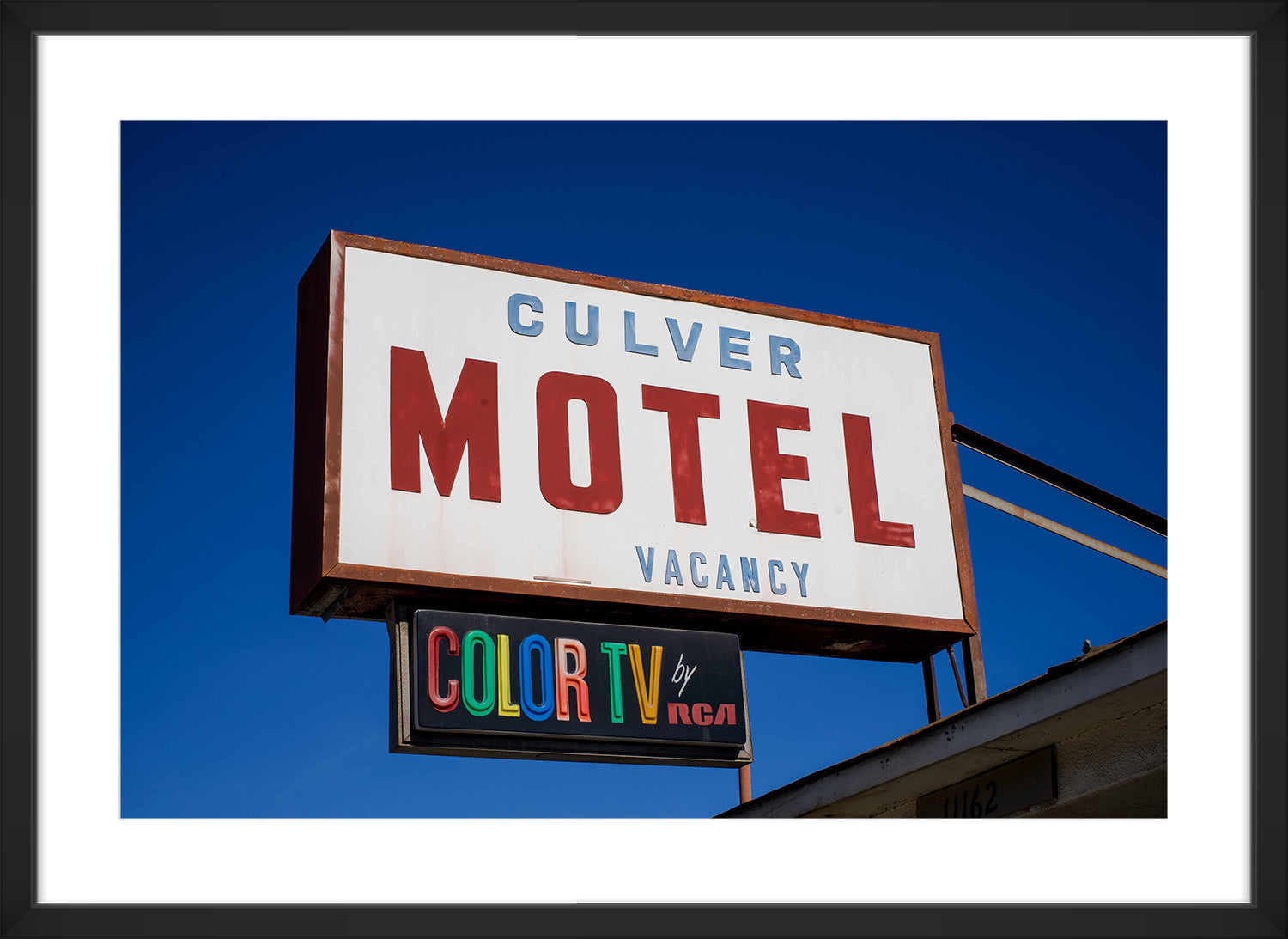 Culver motel sign print black frame