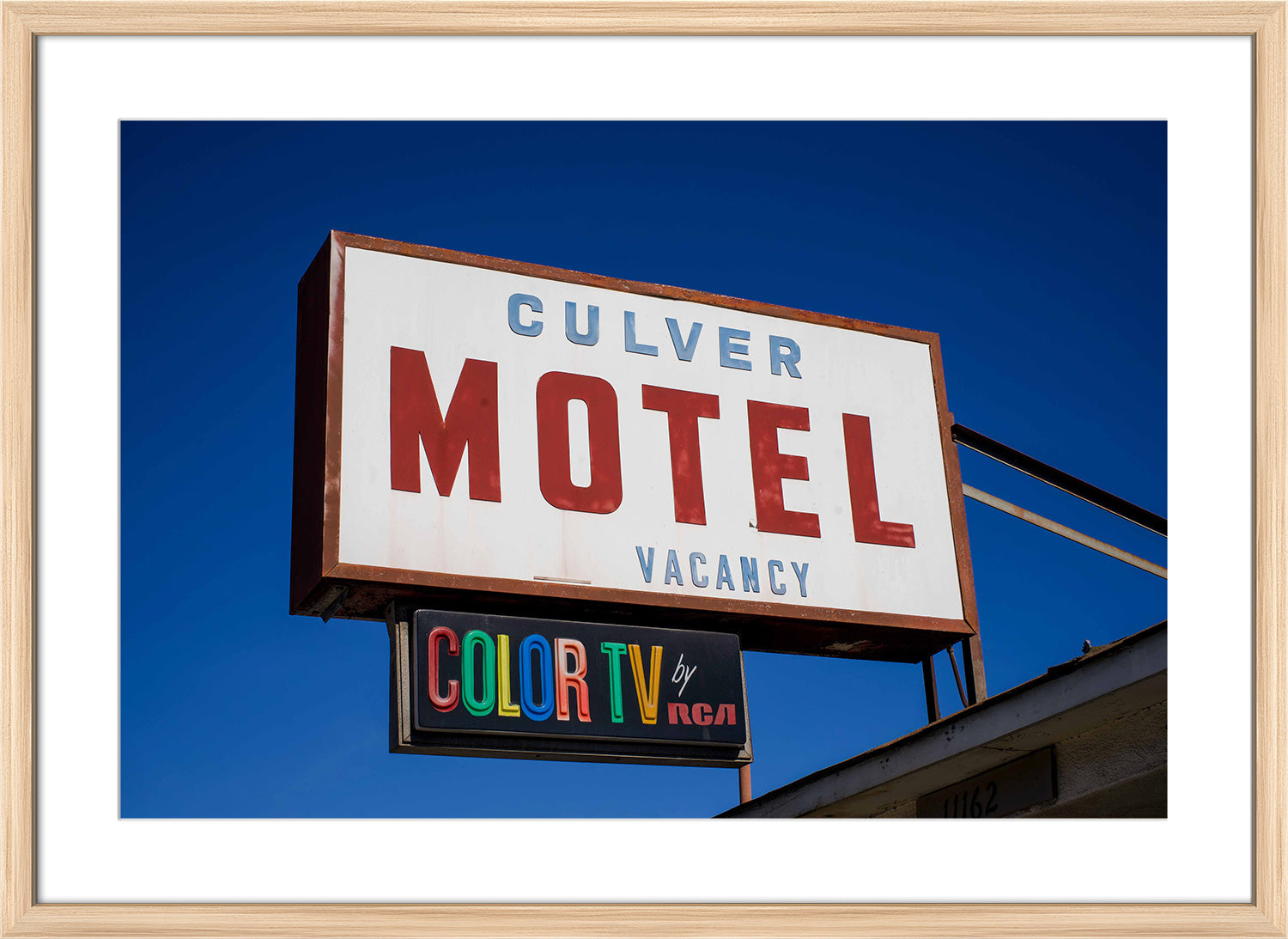 Culver motel sign print wood frame