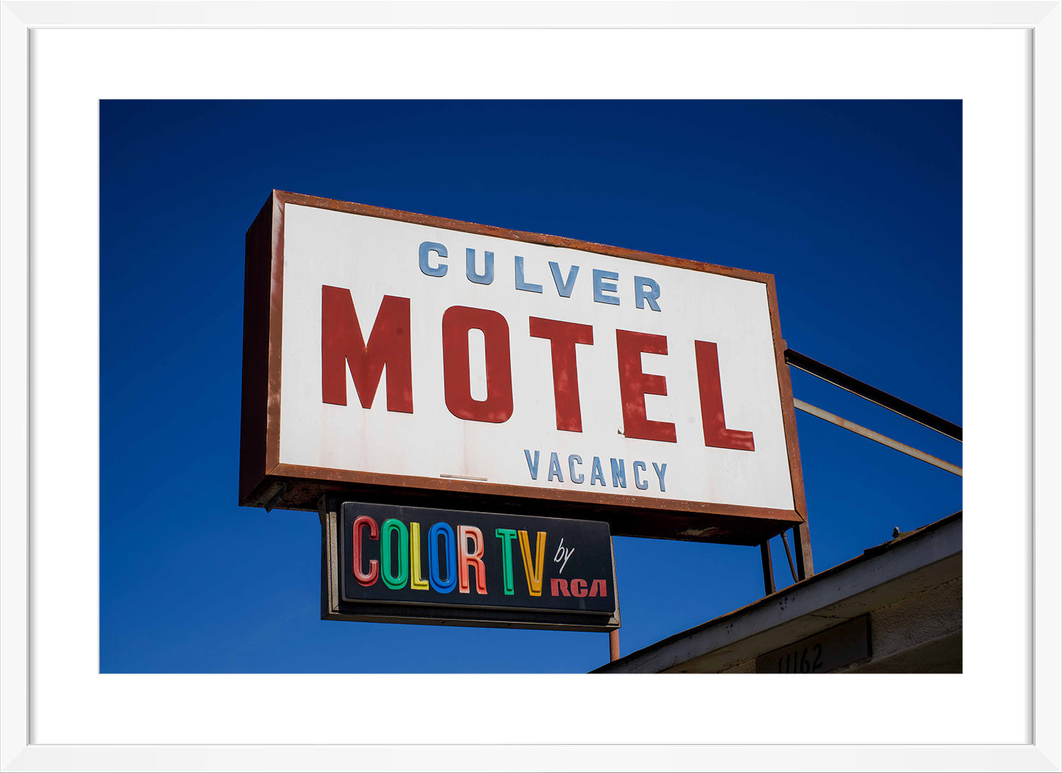 Culver motel sign print white frame