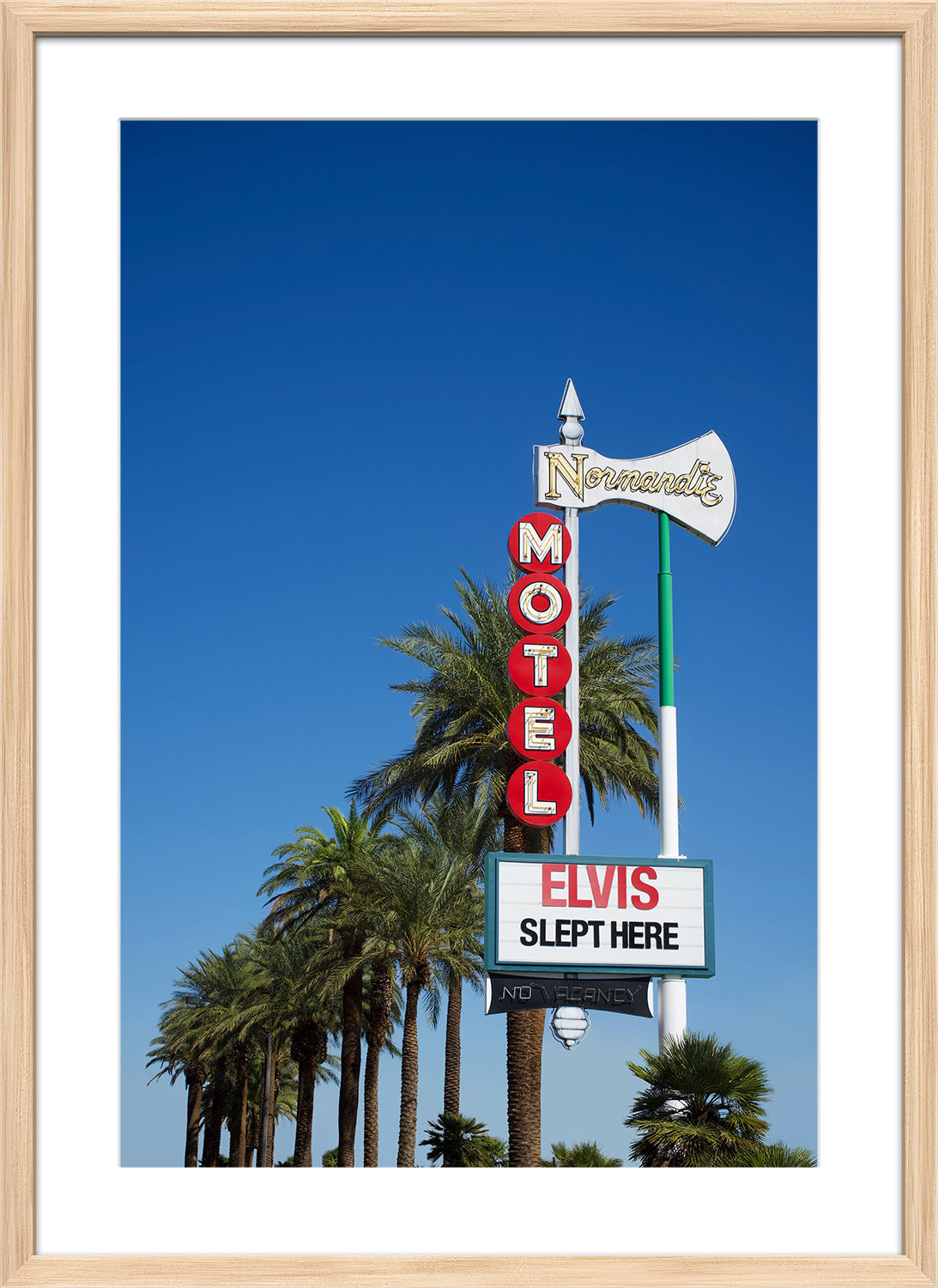Elvis slept here sign at motel print wood frame