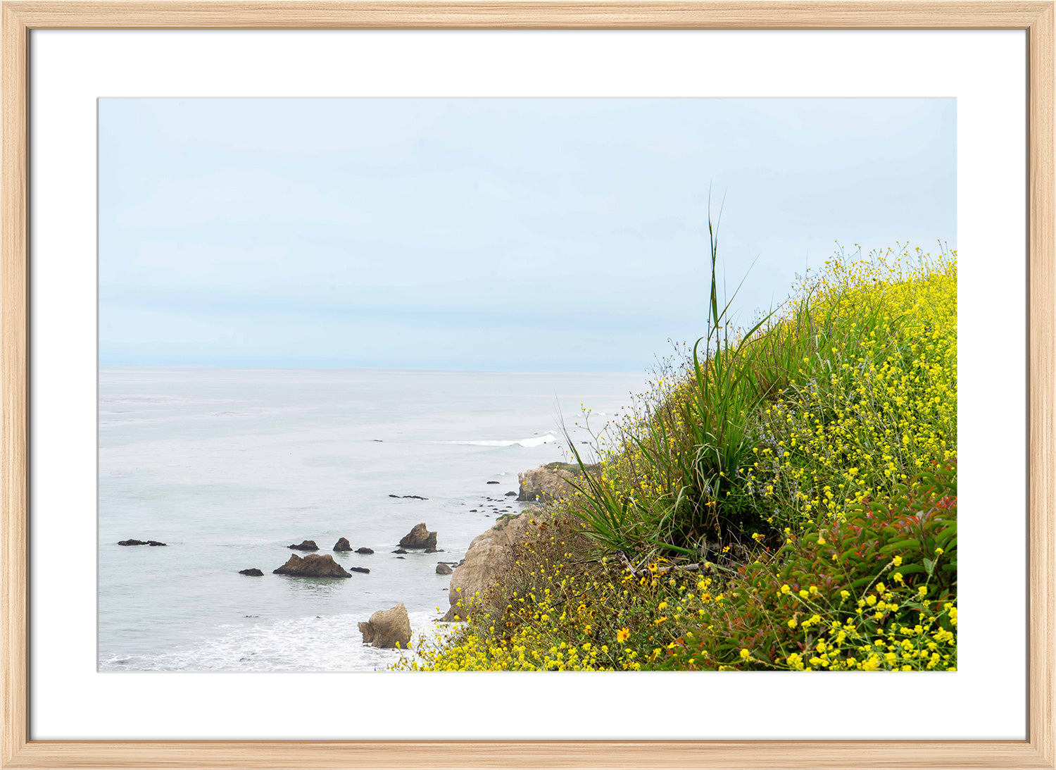 malibu shore print wood frame