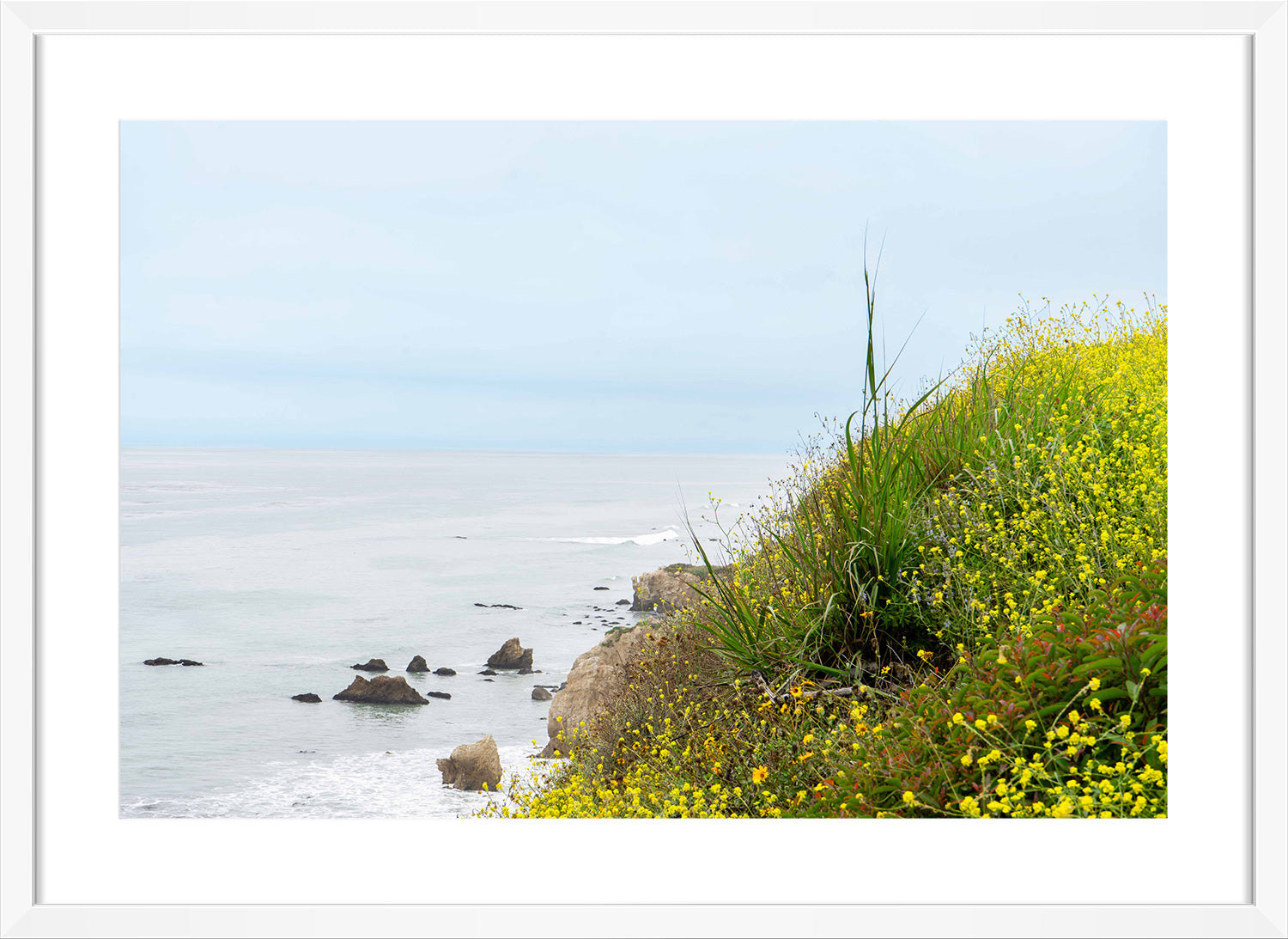 malibu shore print white frame