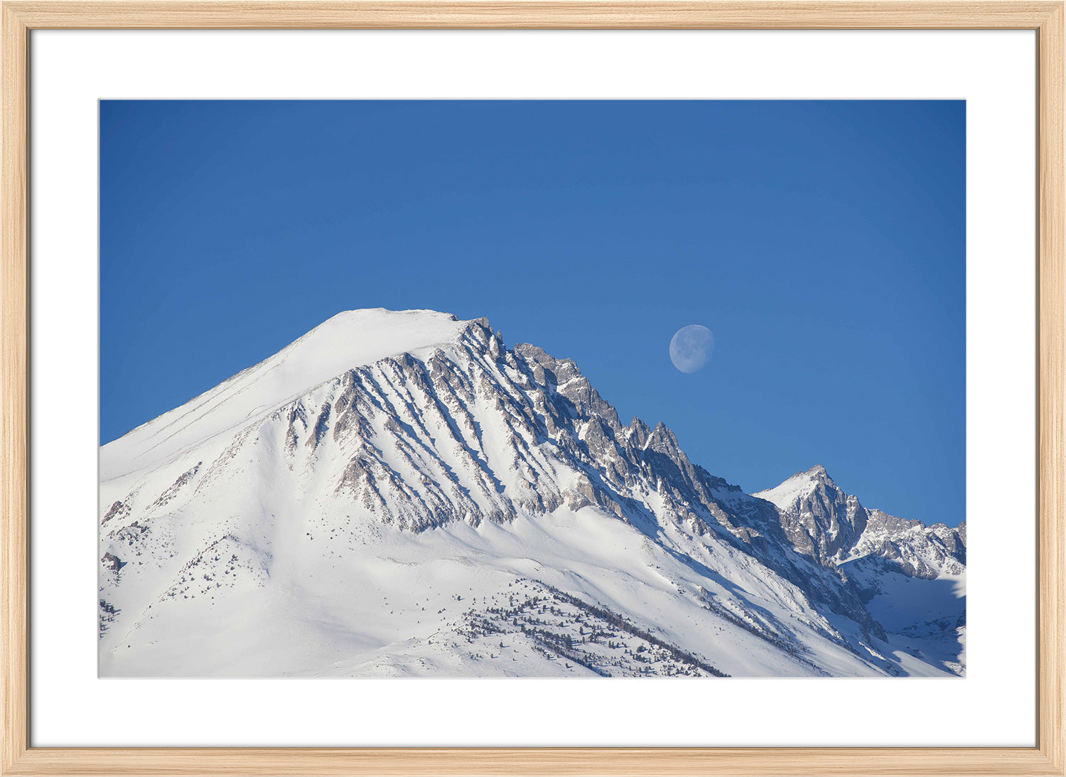 mountain print wood frame