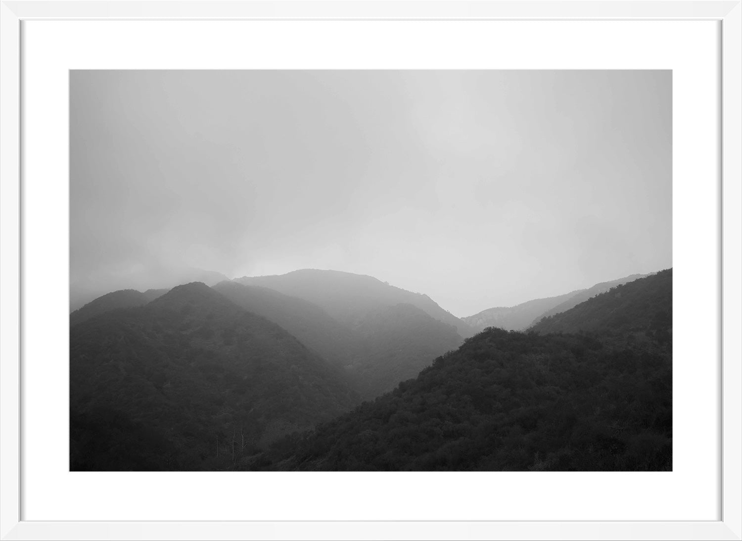 mountains print white frame