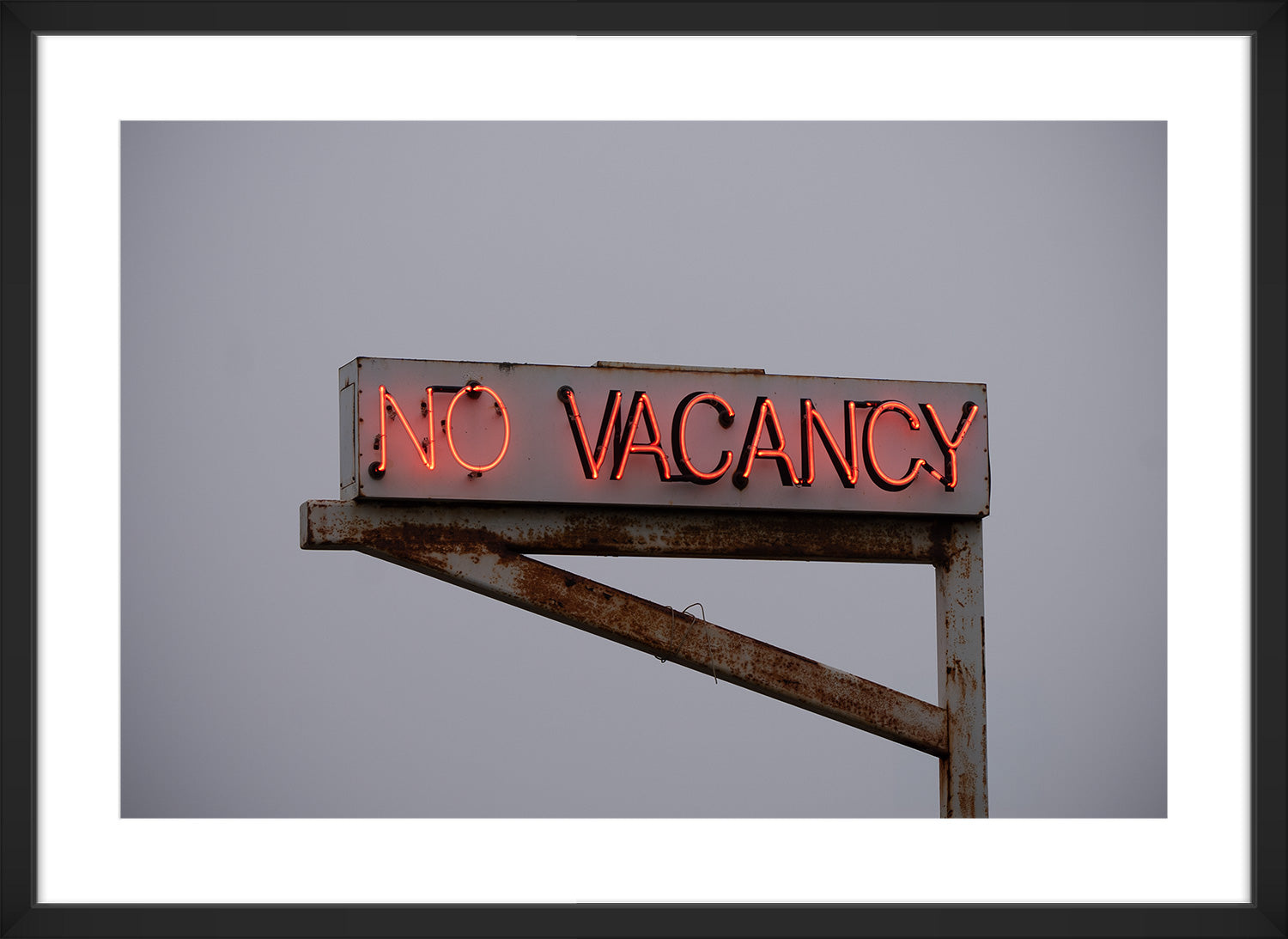 no vacancy sign print black frame