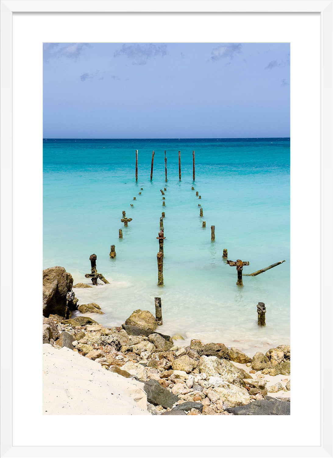 ocean print white frame