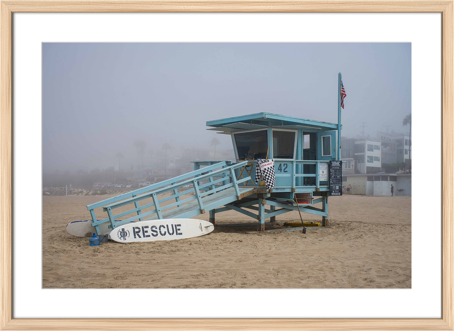 lifeguard tower print wood frame