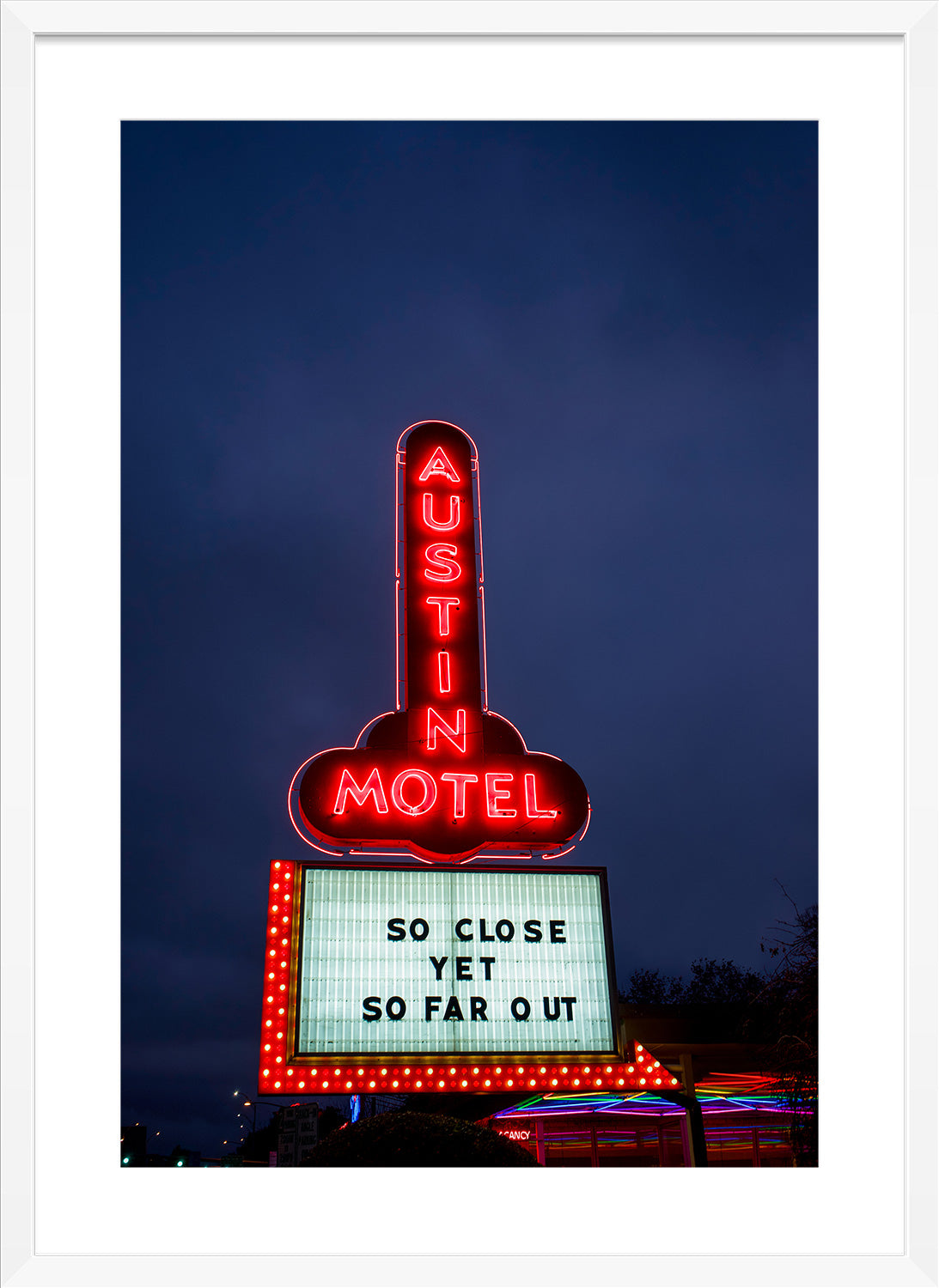 austin motel print white frame
