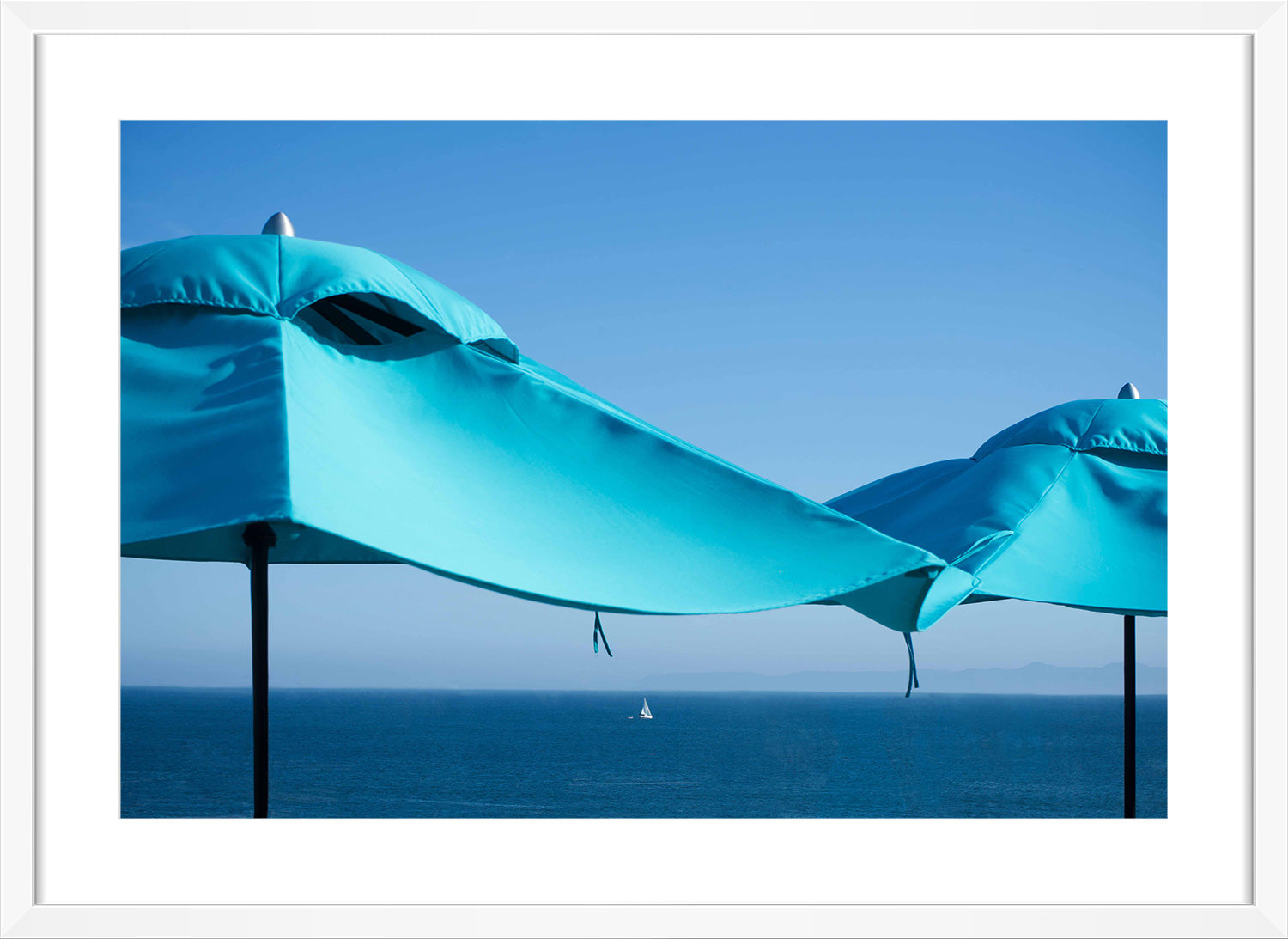 blue umbrella white frame print