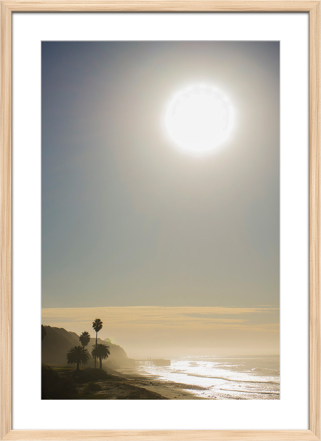 beach print natural frame