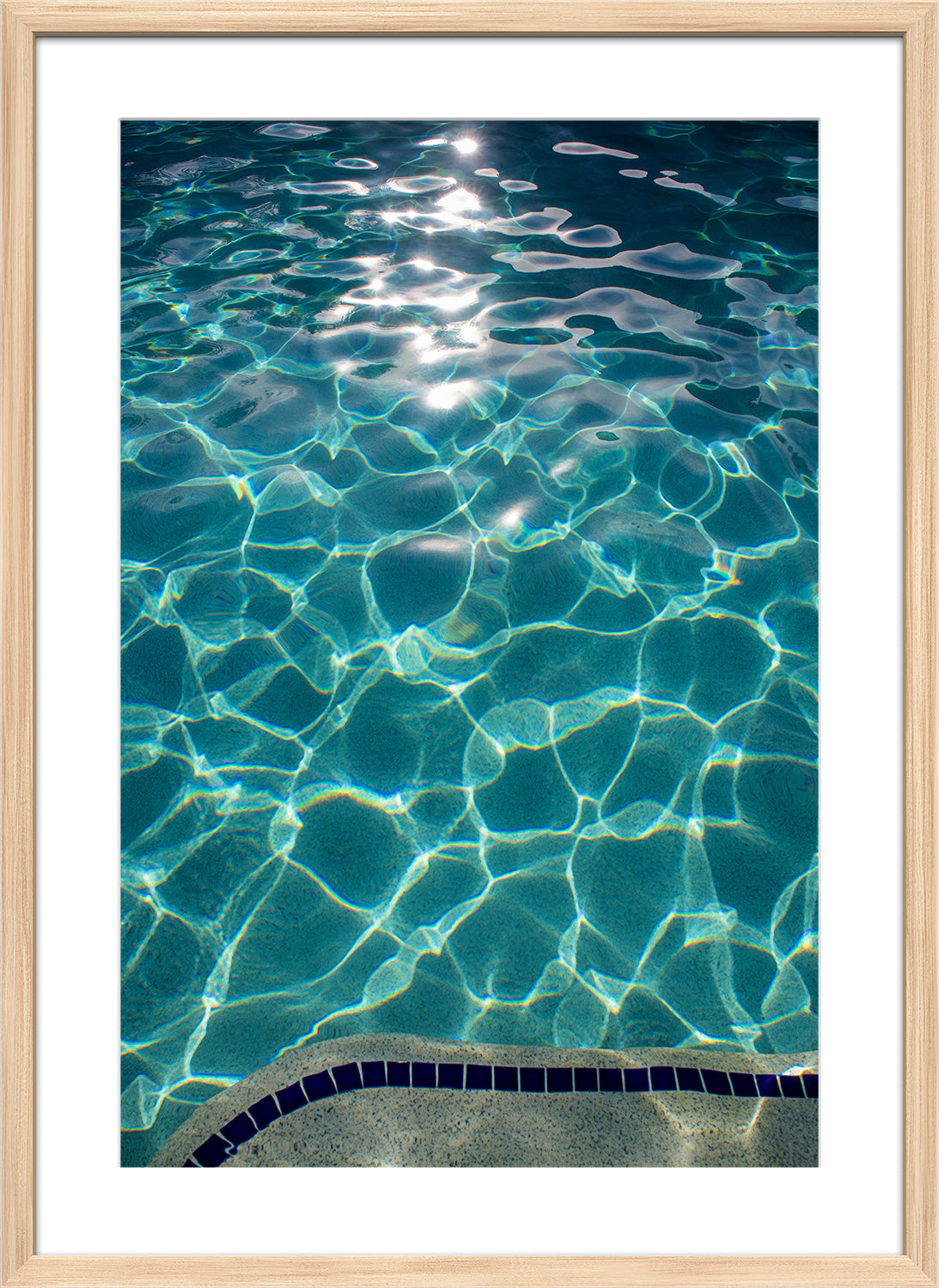 swimming pool print natural frame