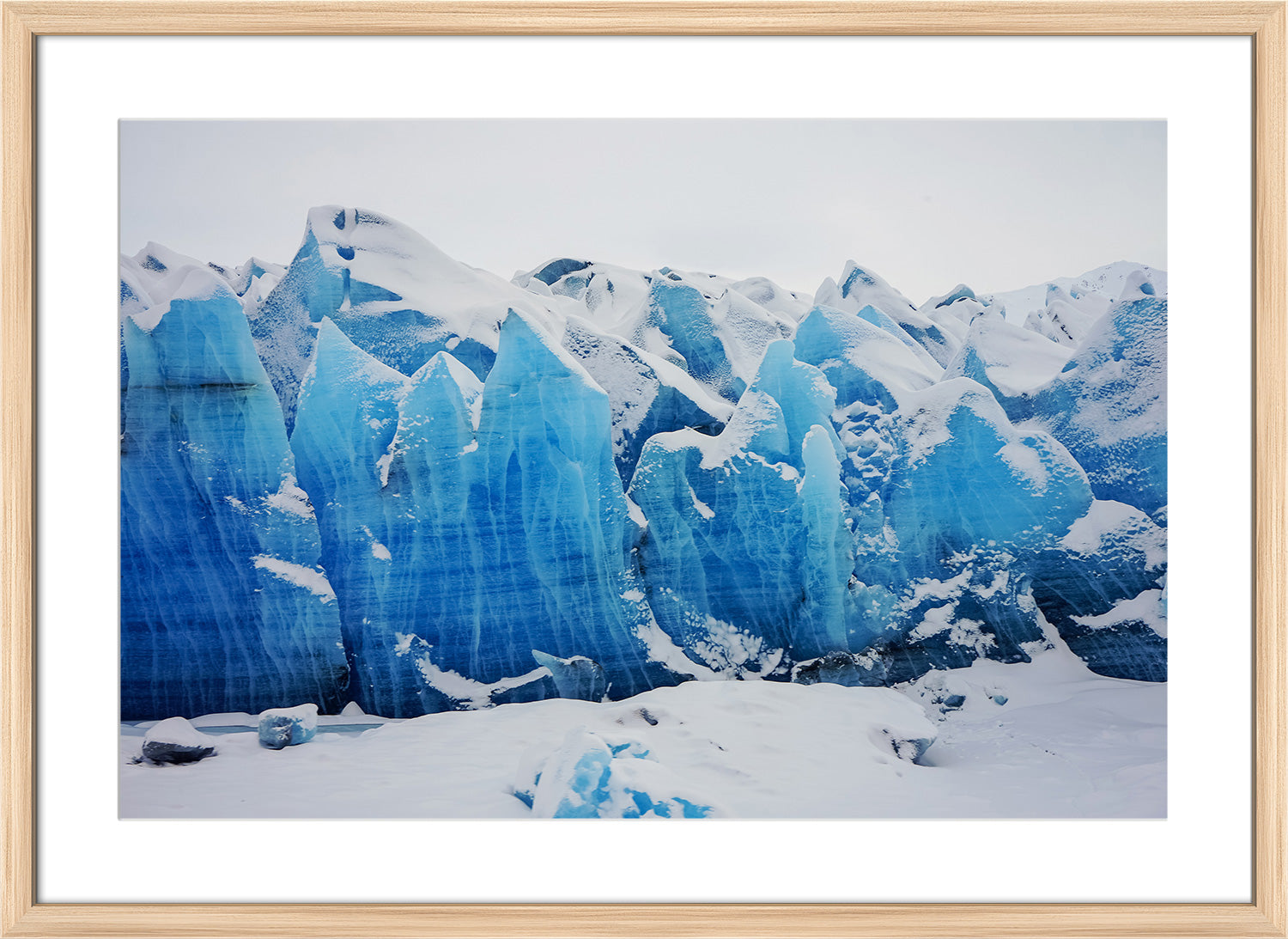 glacier print natural frame