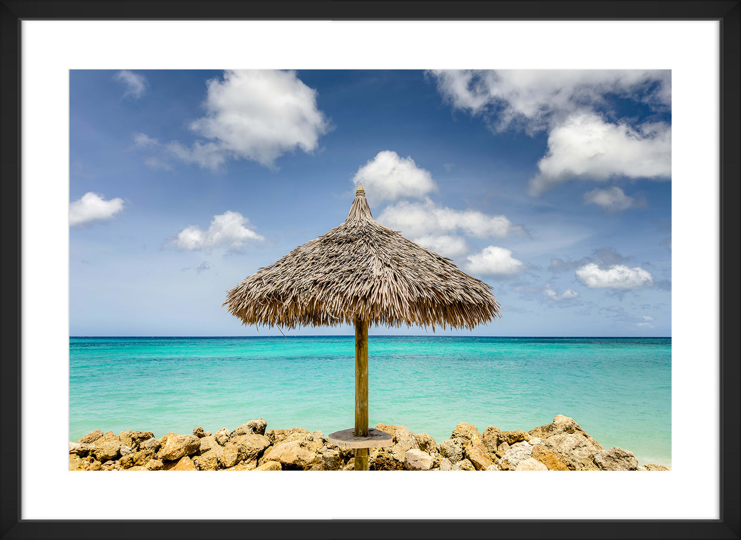 Aruba hut print black frame