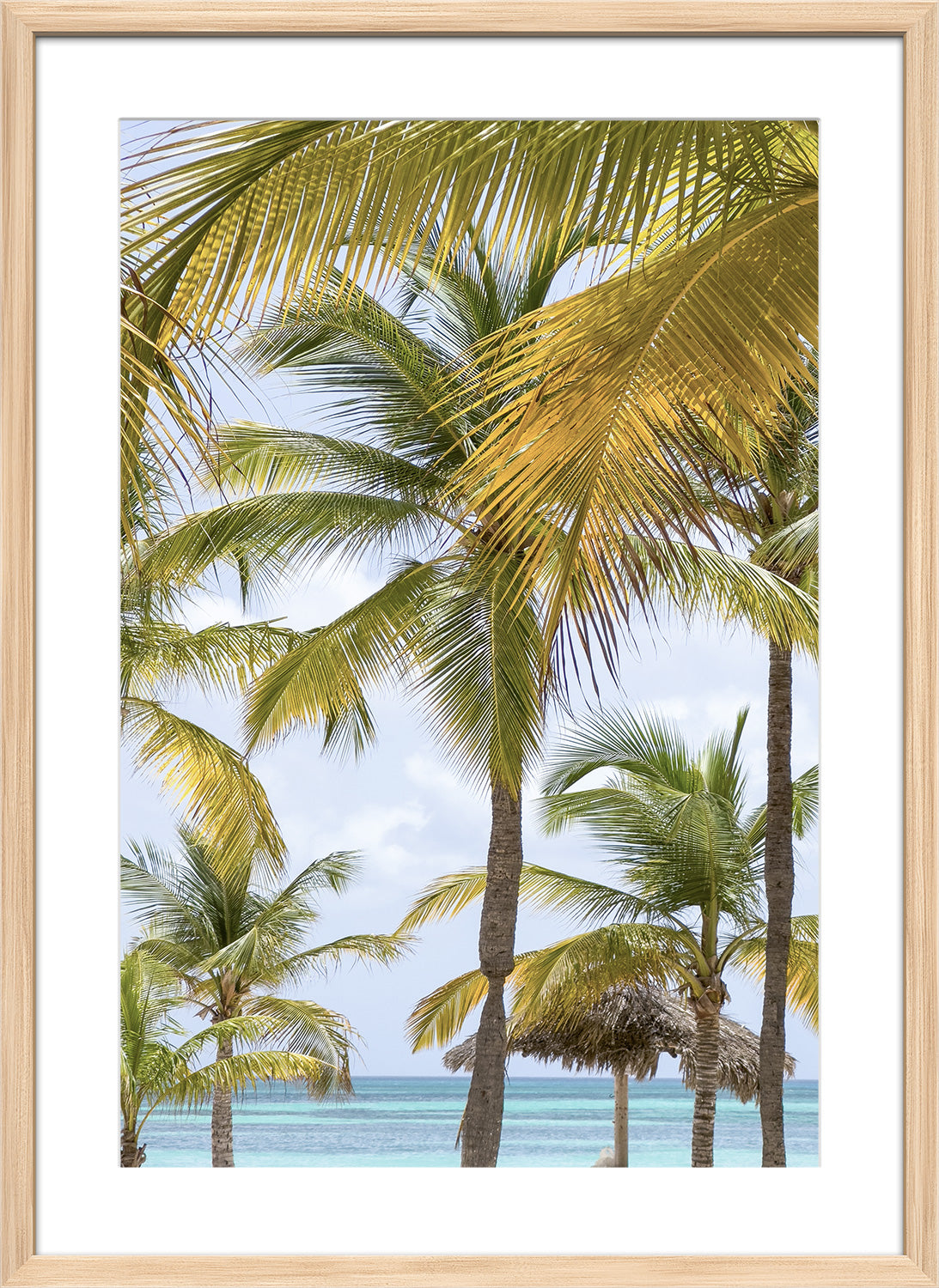 Aruba palm trees print wood frame