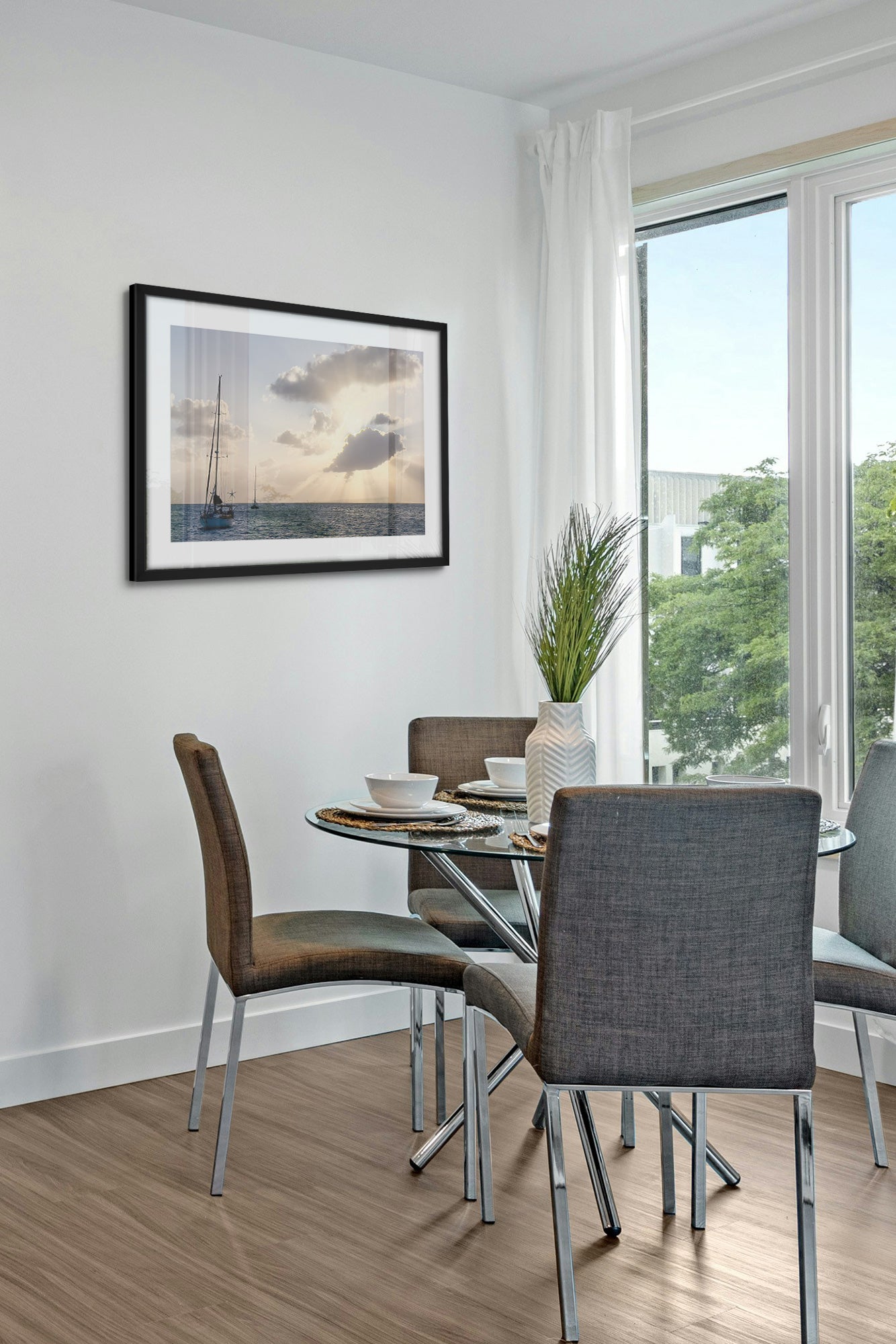 Bahamian cloud print black frame lifestyle