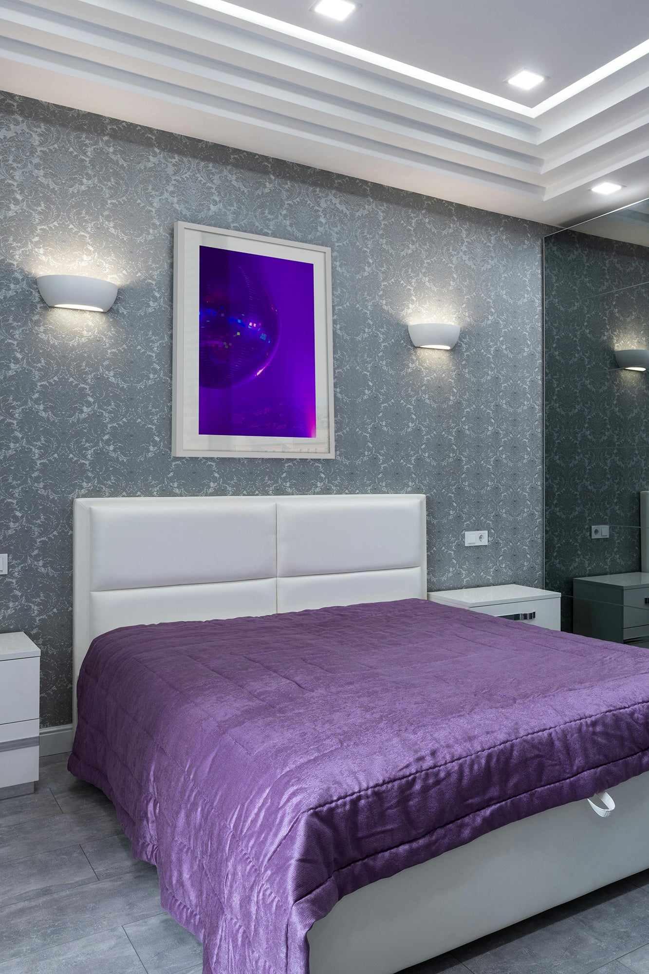 disco ball purple background print white frame lifestyle