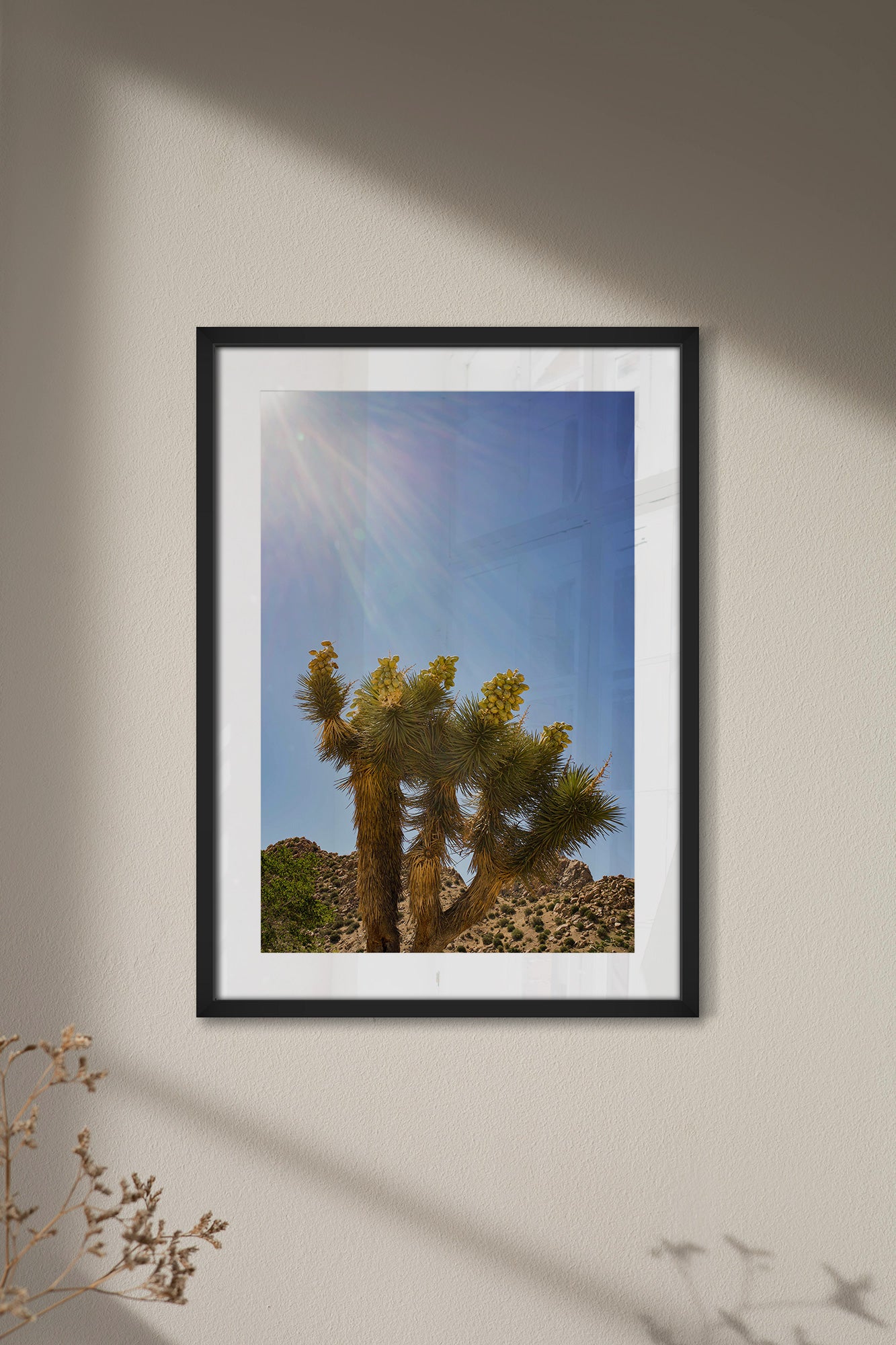desert sun print black frame lifestyle