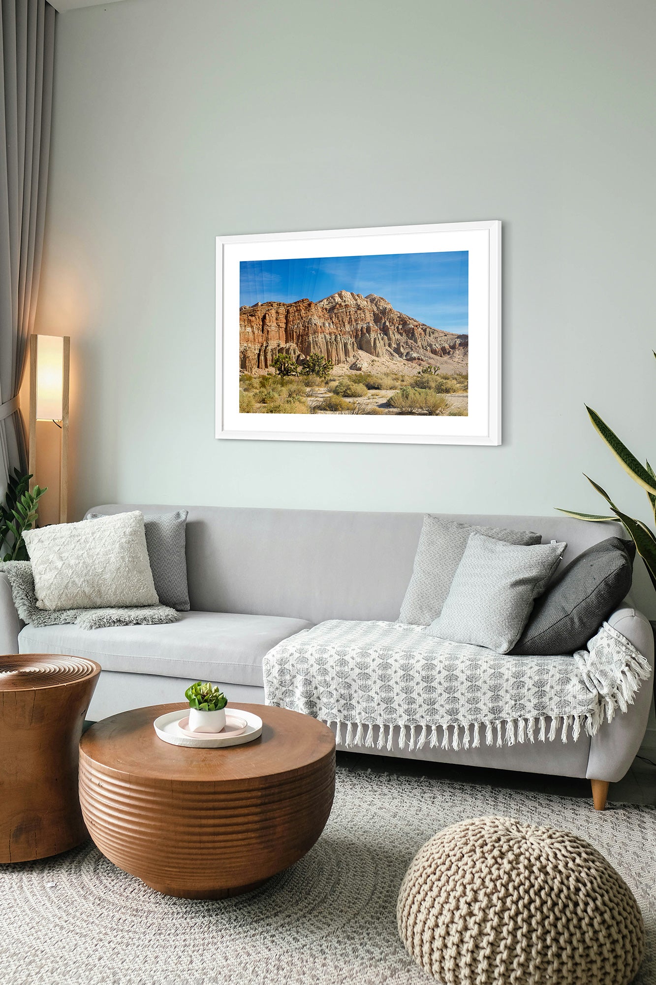 desert print in living room