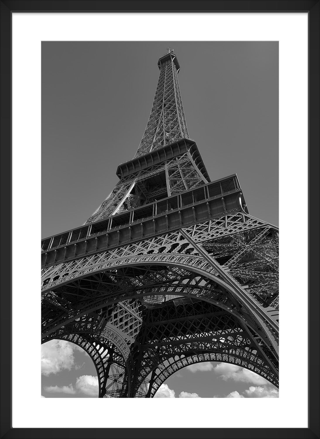 Eiffel tower black and white print black frame