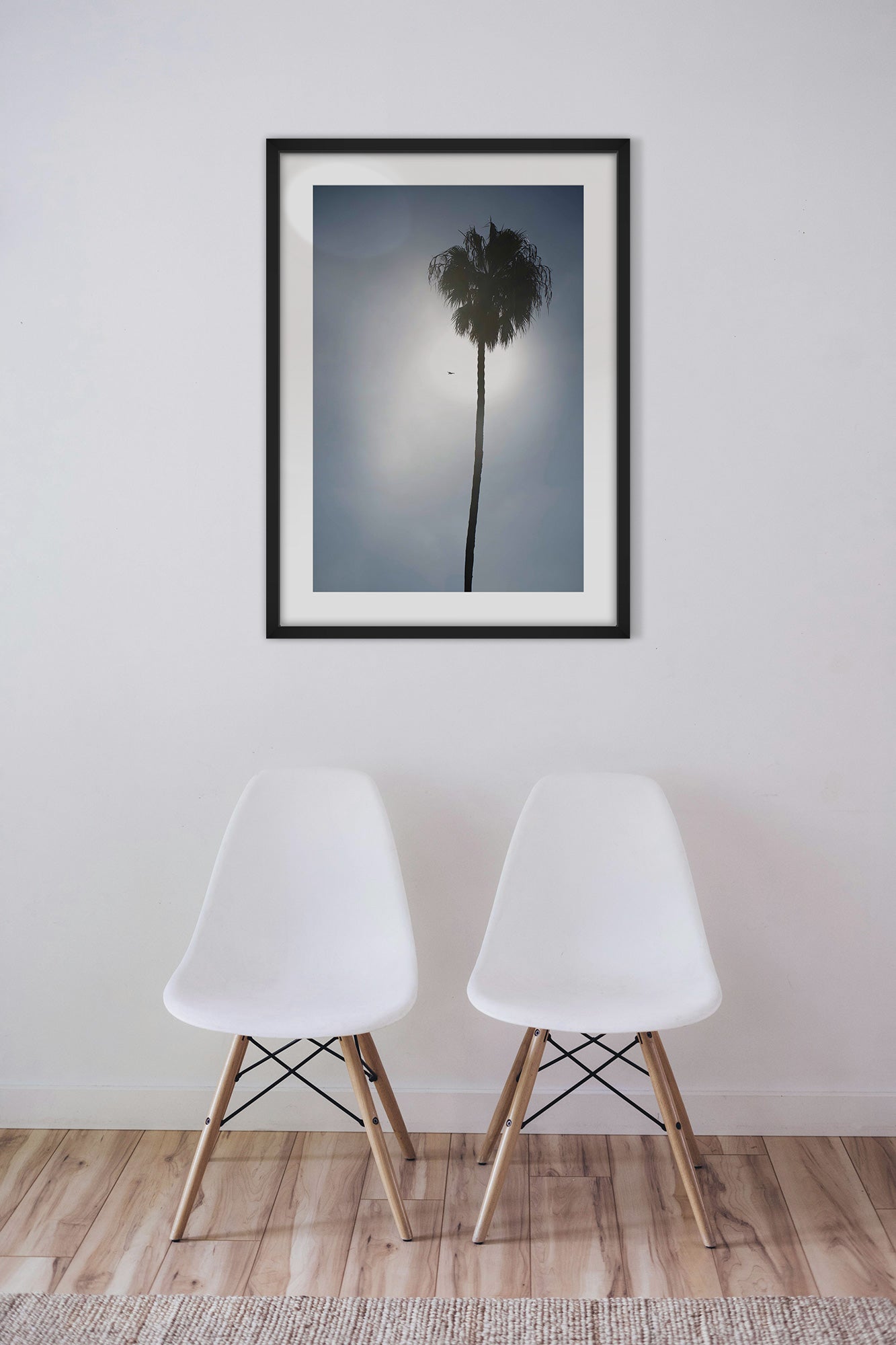 palm tree print in living room