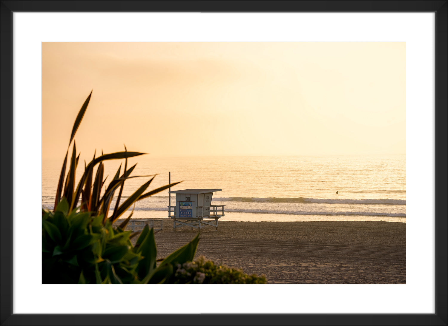 golden hour print black frame