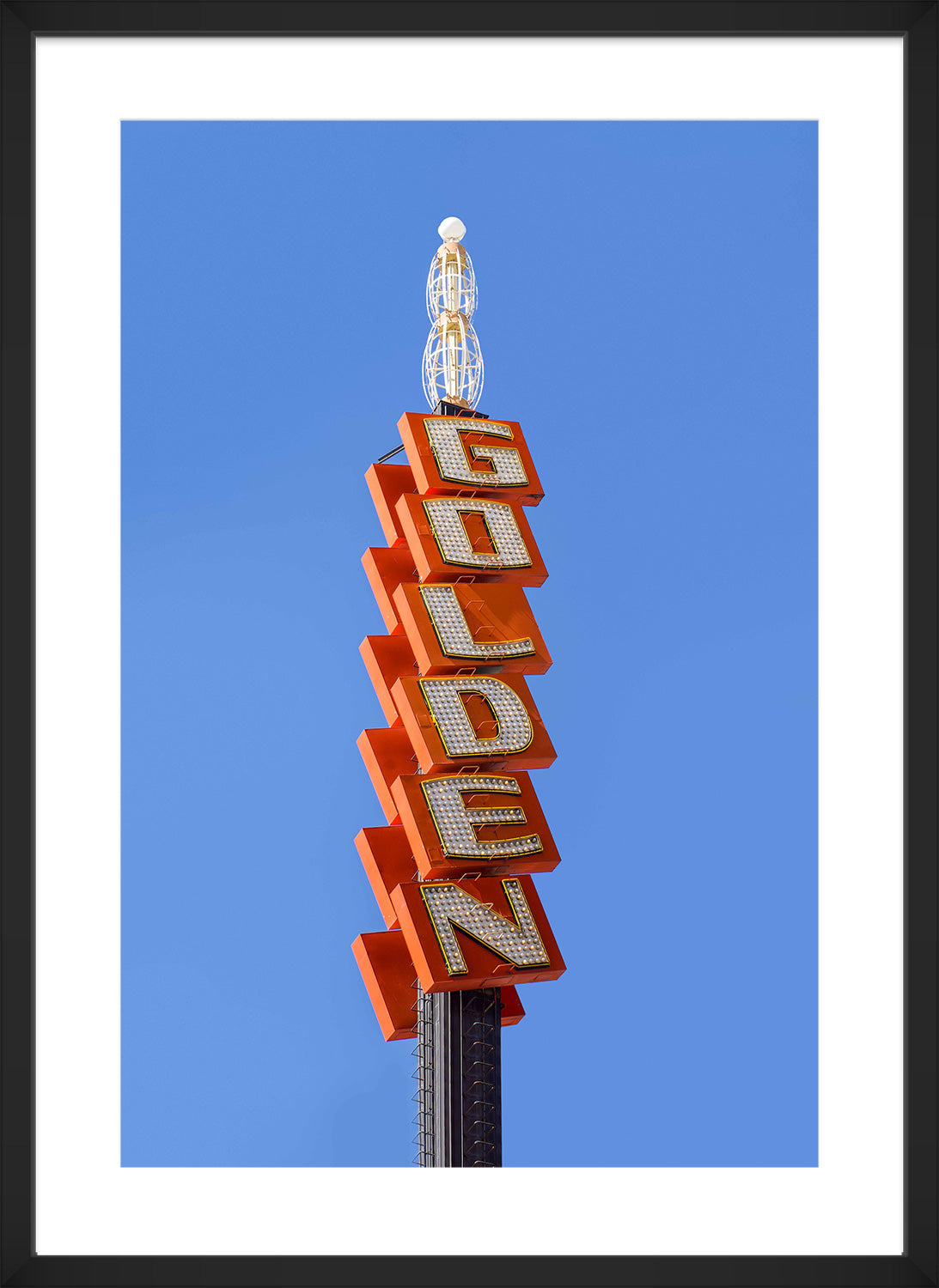 golden sign print black frame