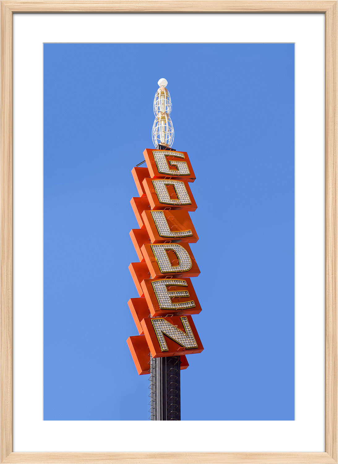 golden sign print wood frame