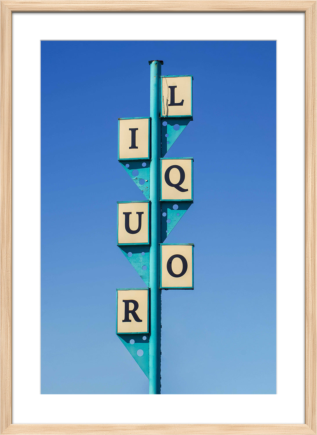 Liquor sign wood frame print