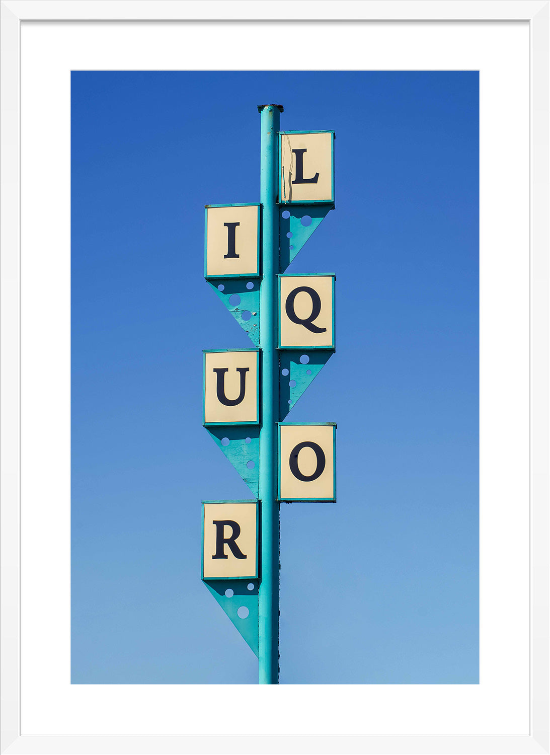 Liquor sign white frame print