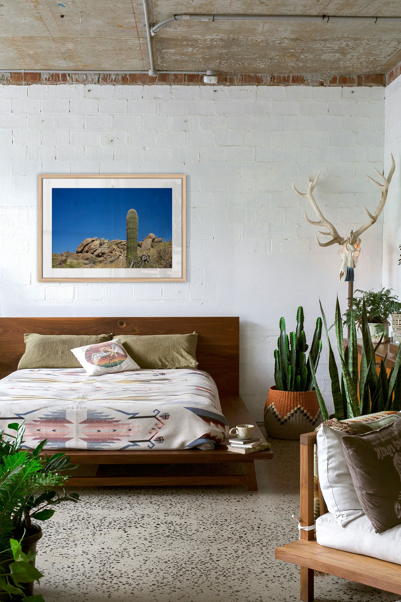 cactus print wood frame lifestyle