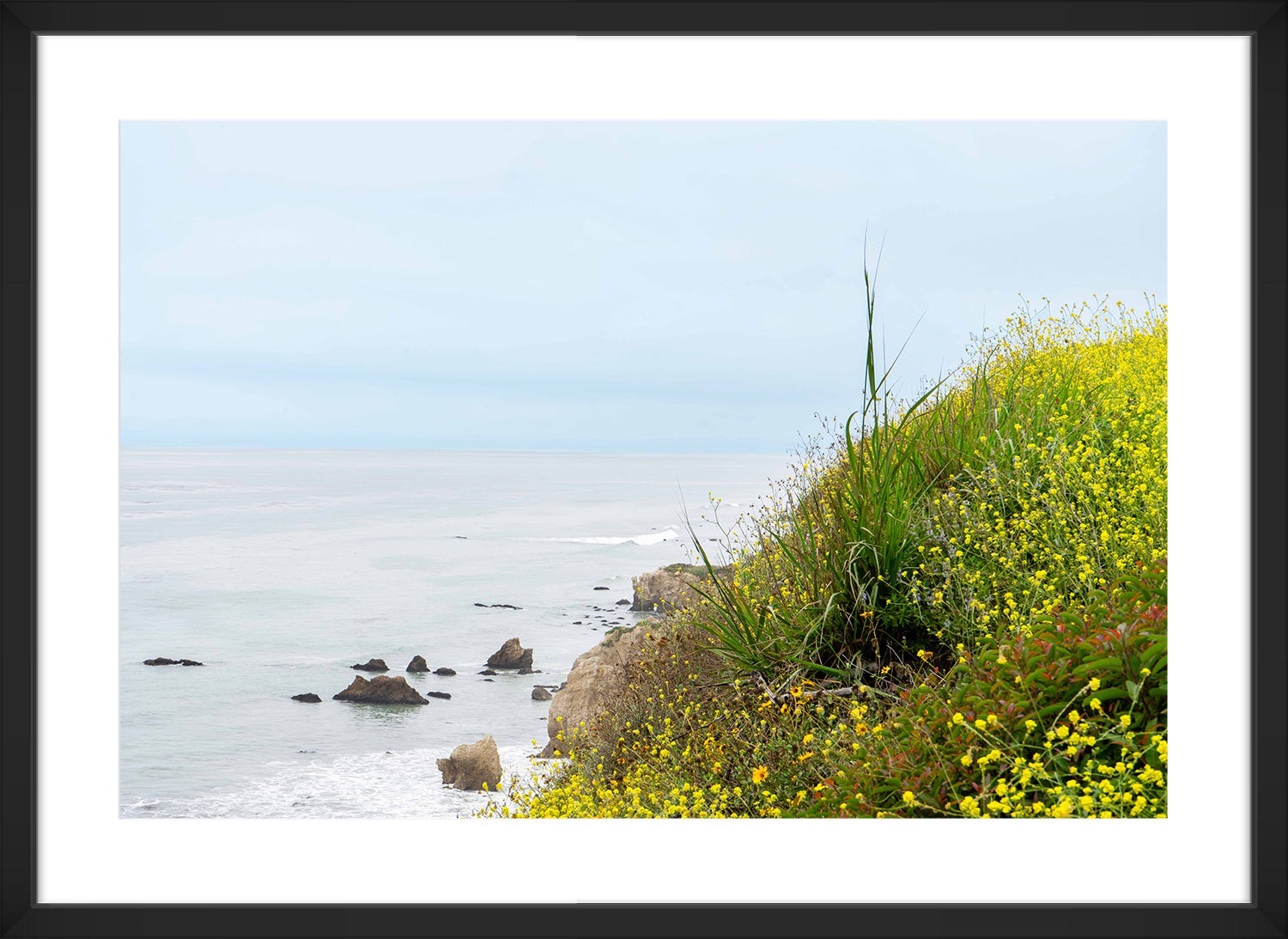 malibu shore print black frame