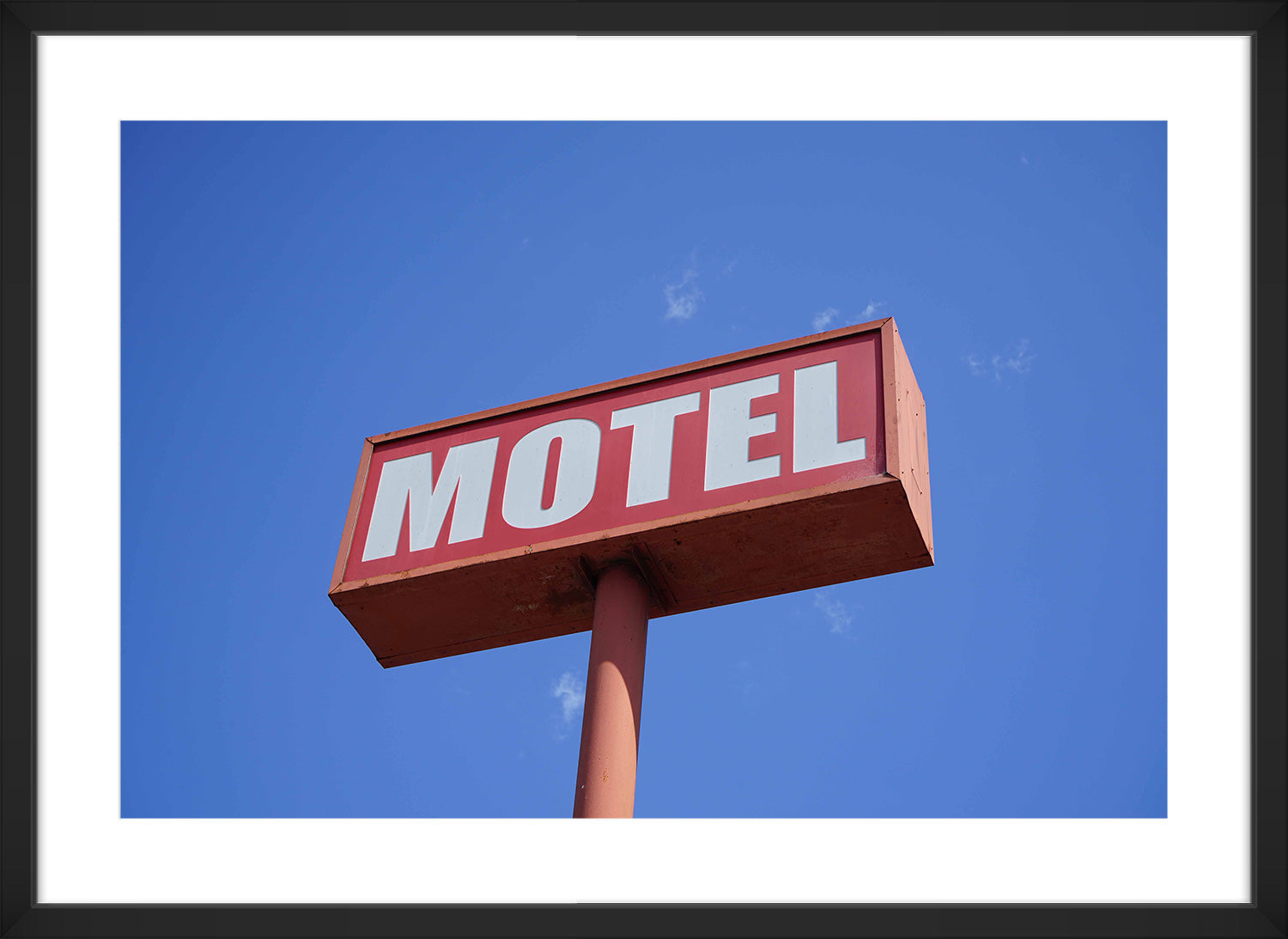 motel sign print black frame