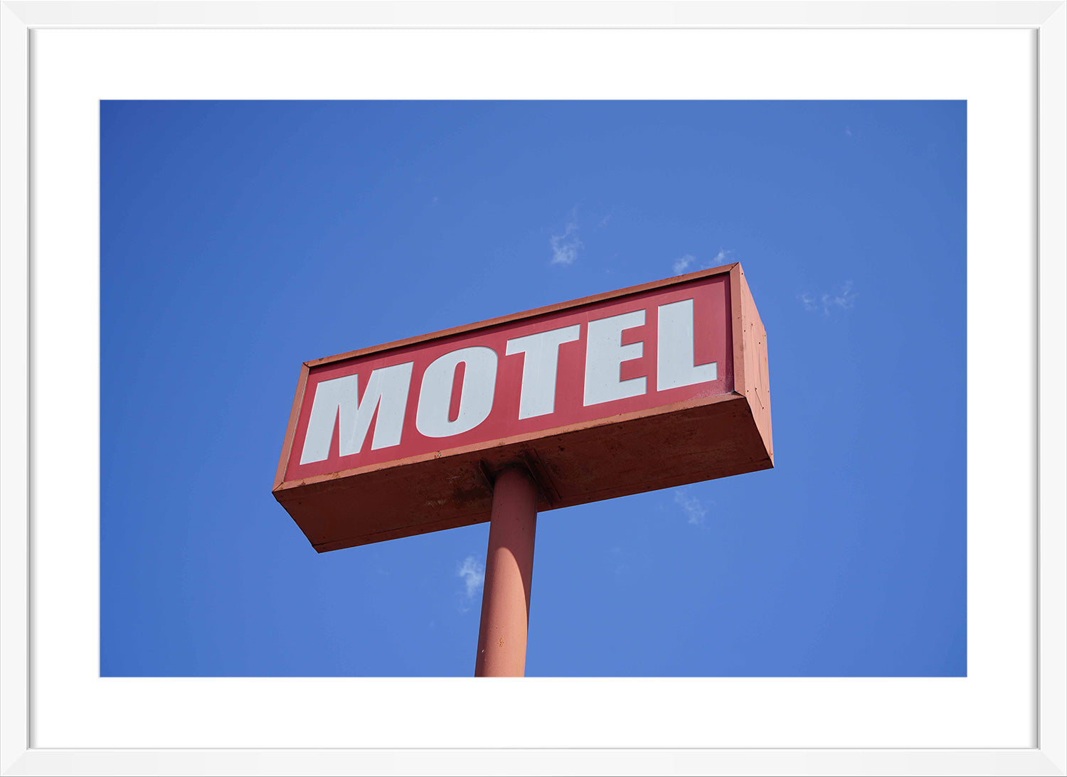 motel sign print white frame