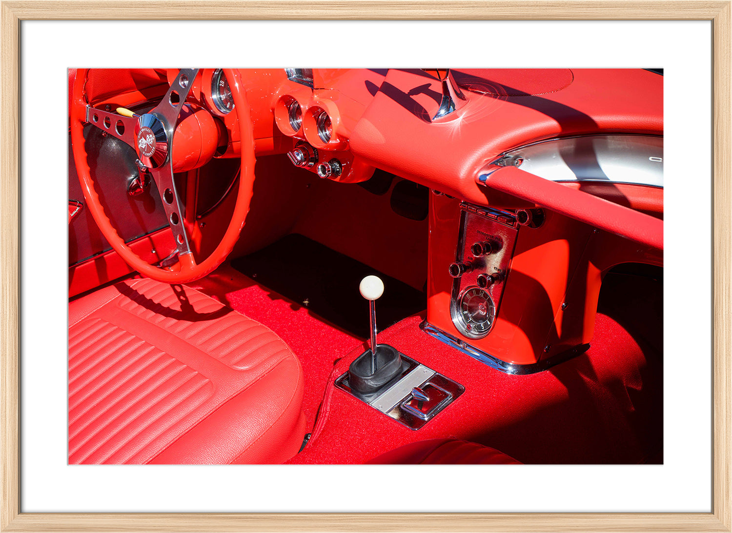 car interior print wood frame