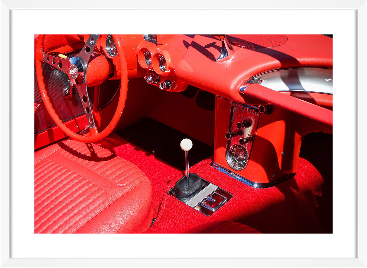 car interior print white frame