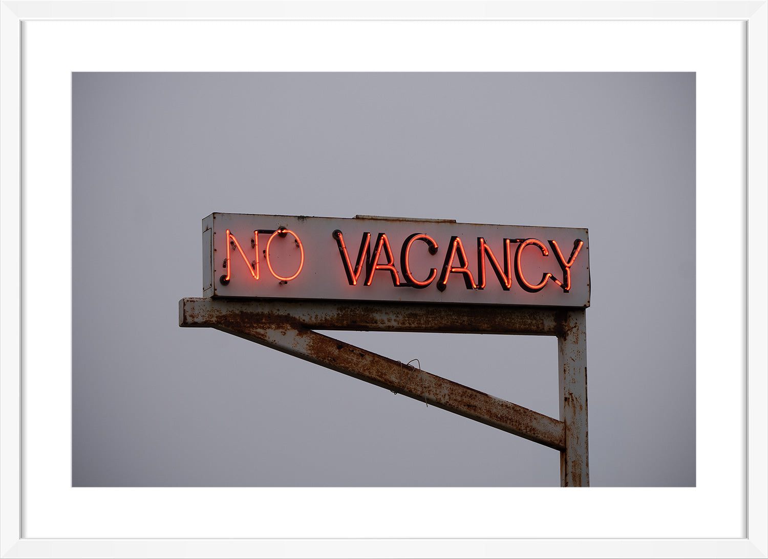 no vacancy sign print white frame