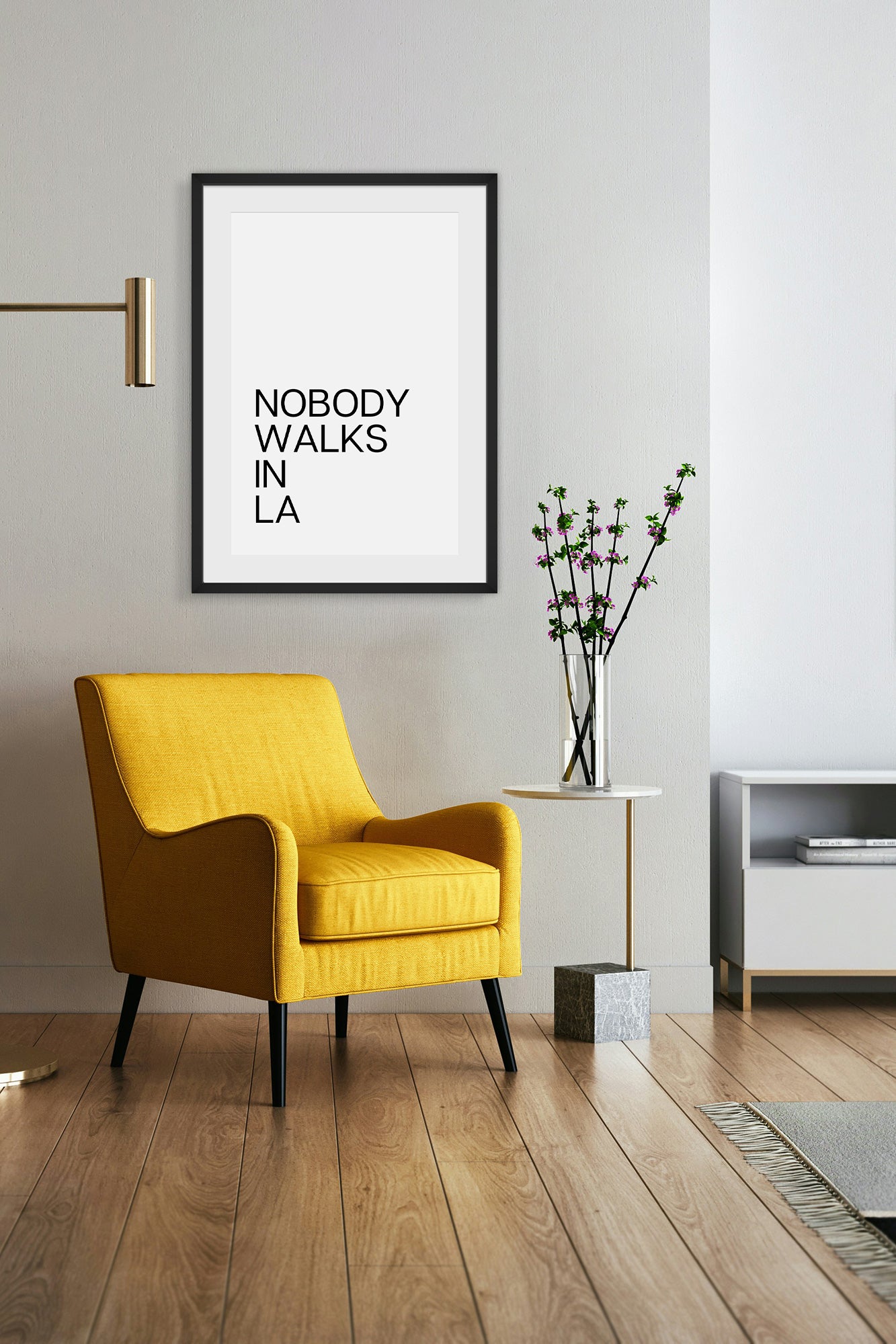 Nobody walks in LA print black frame lifestyle