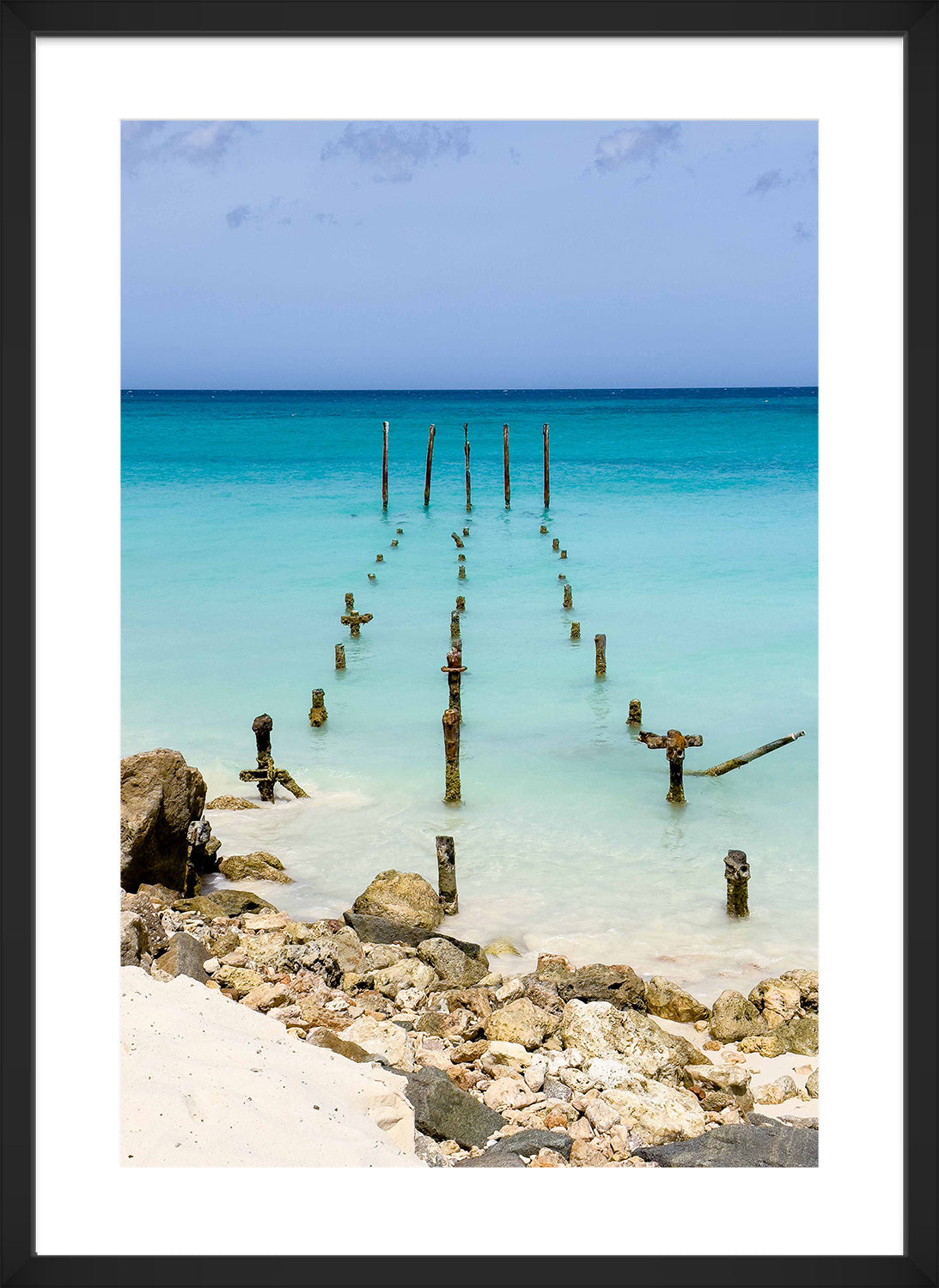 ocean print black frame
