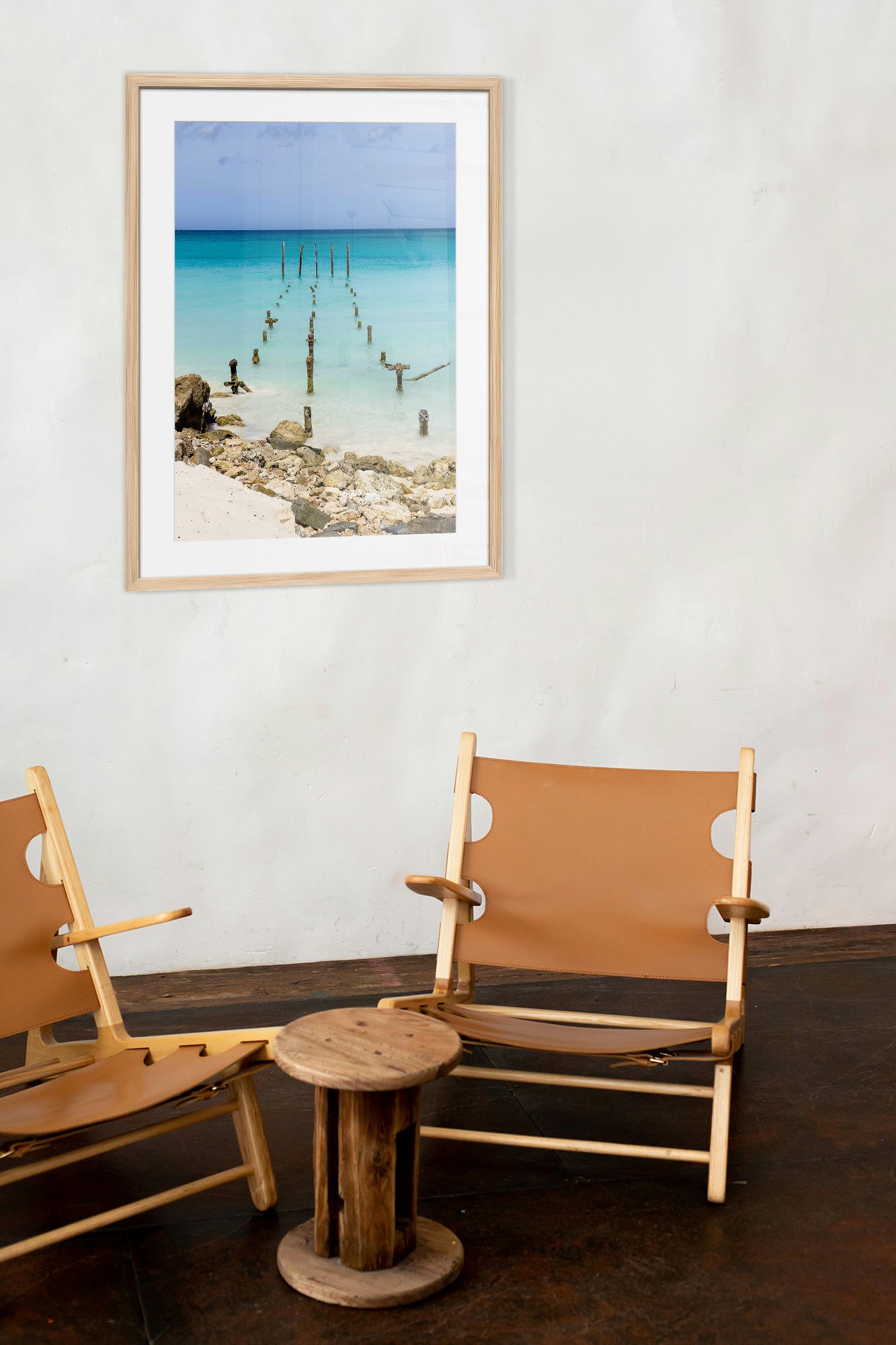 ocean print wood frame lifestyle