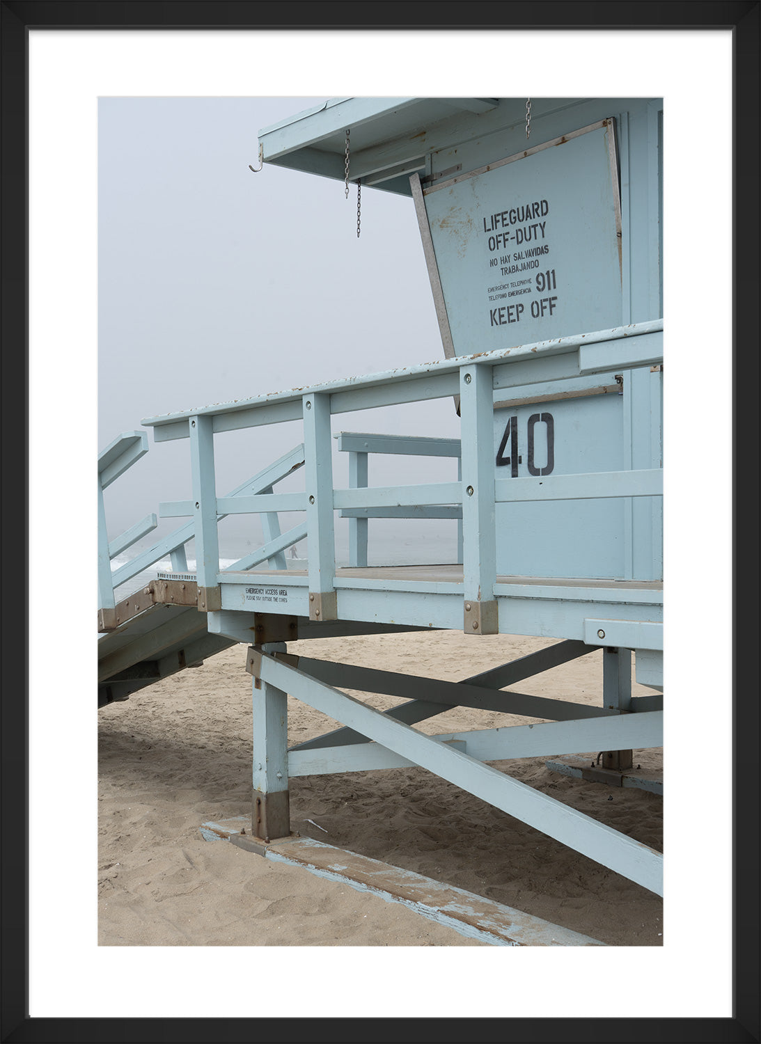 lifeguard tower print black frame