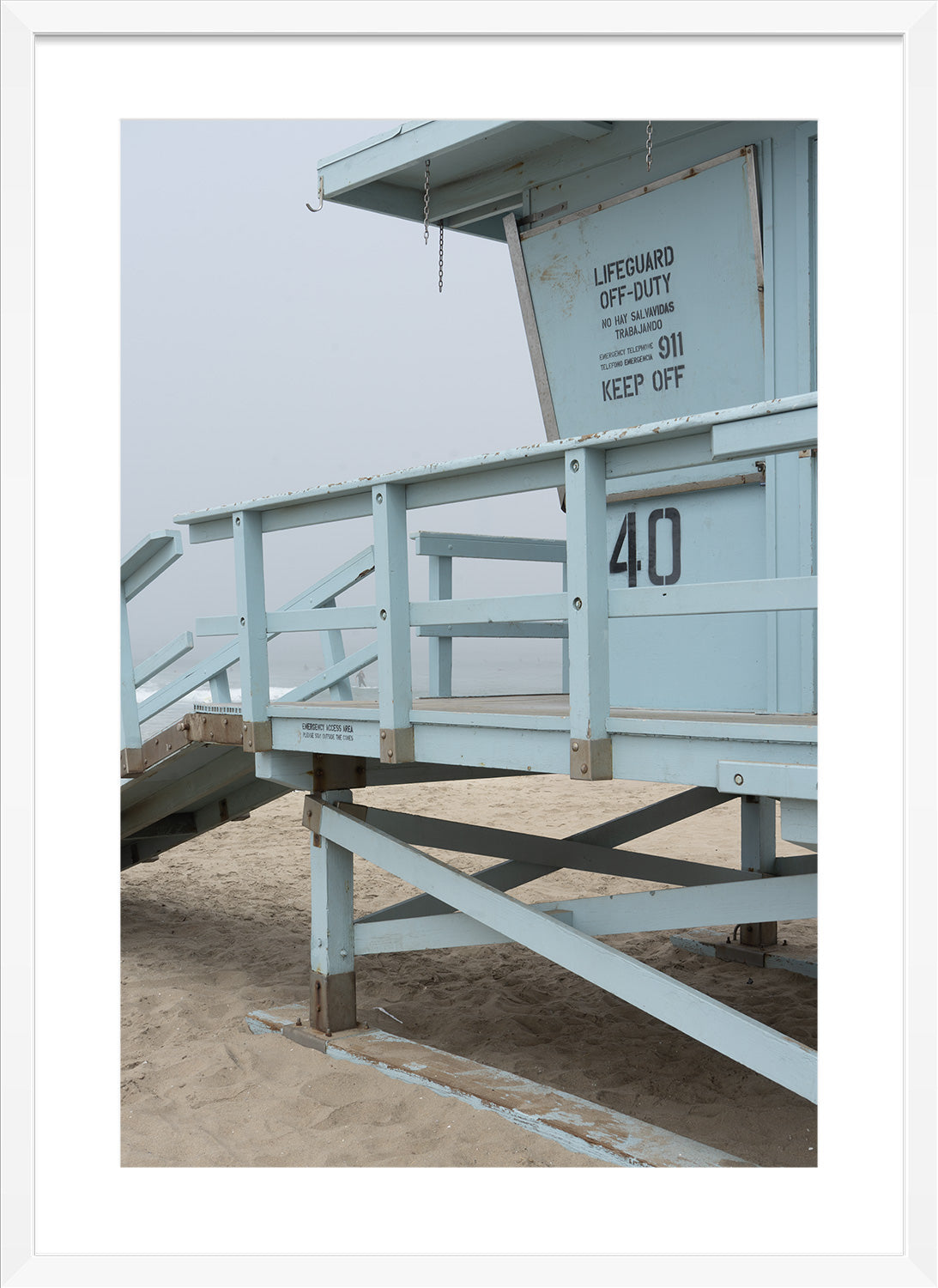 lifeguard tower print white frame