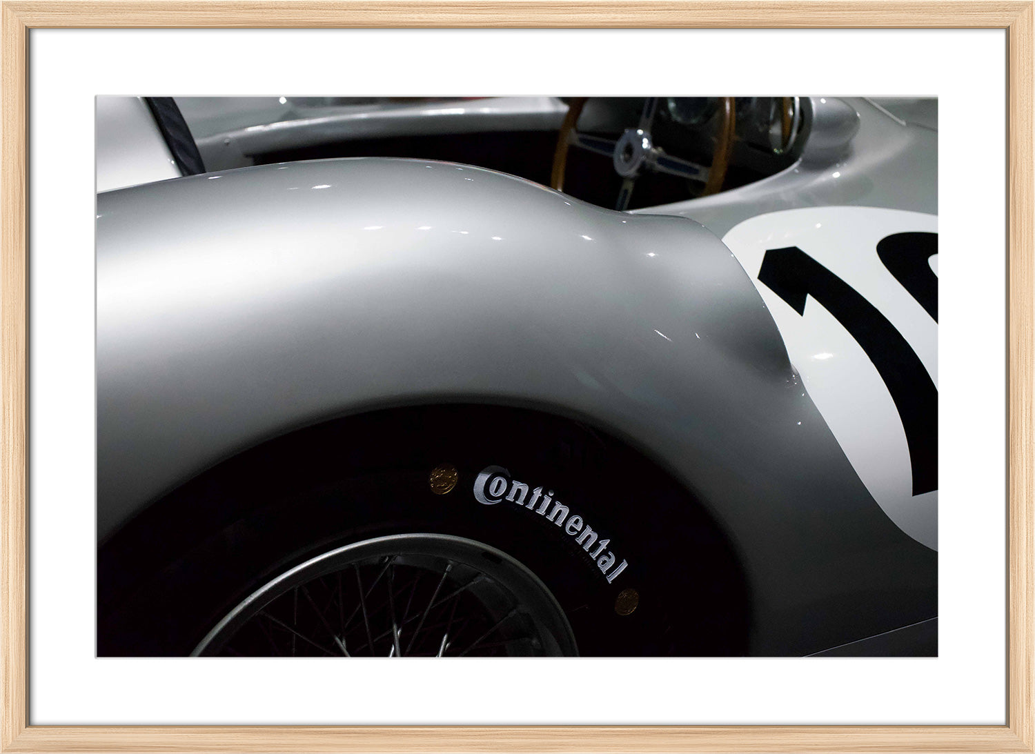 race car print natural frame