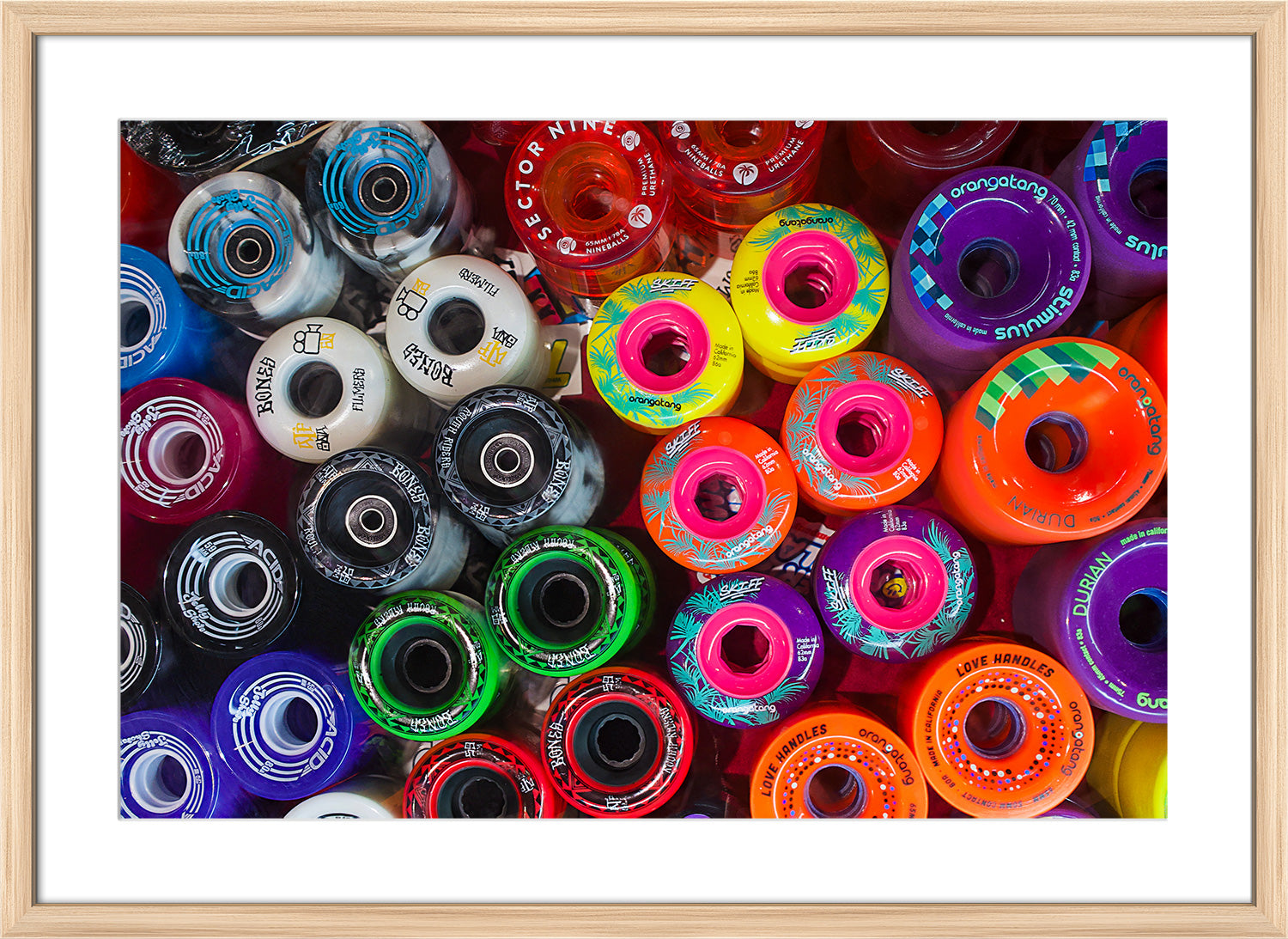 skates print wood frame