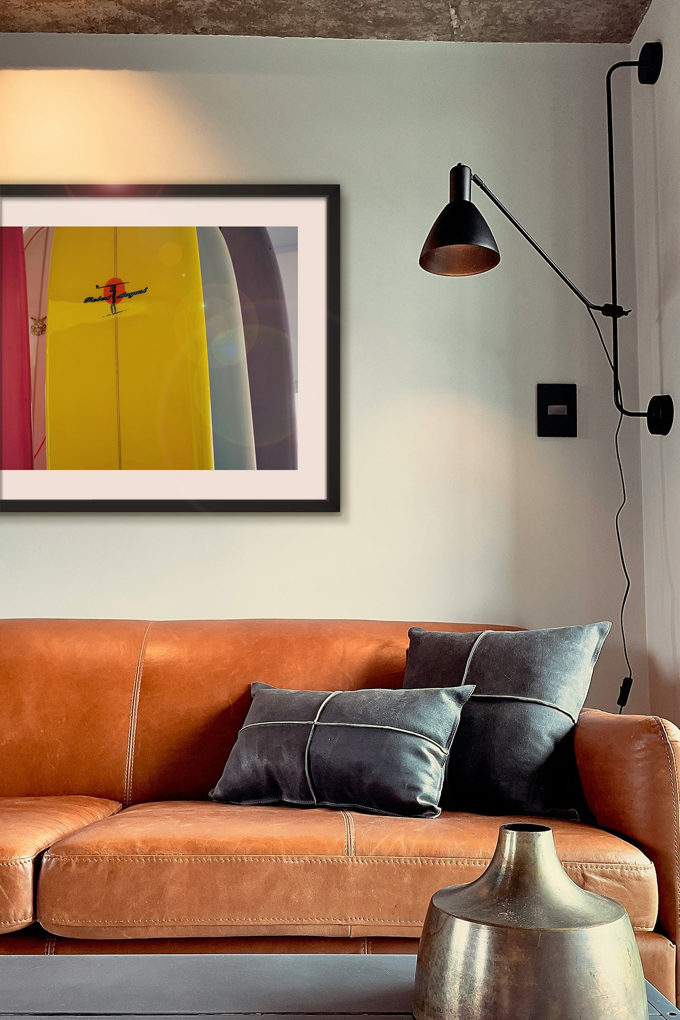 surfboard print black frame lifestyle