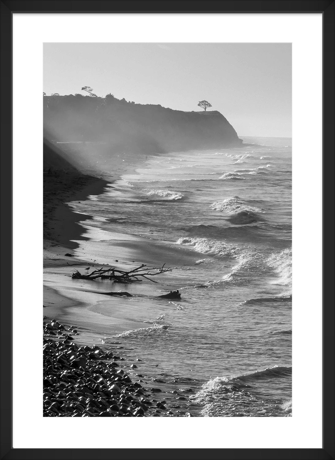 Santa Barbara coast print black frame