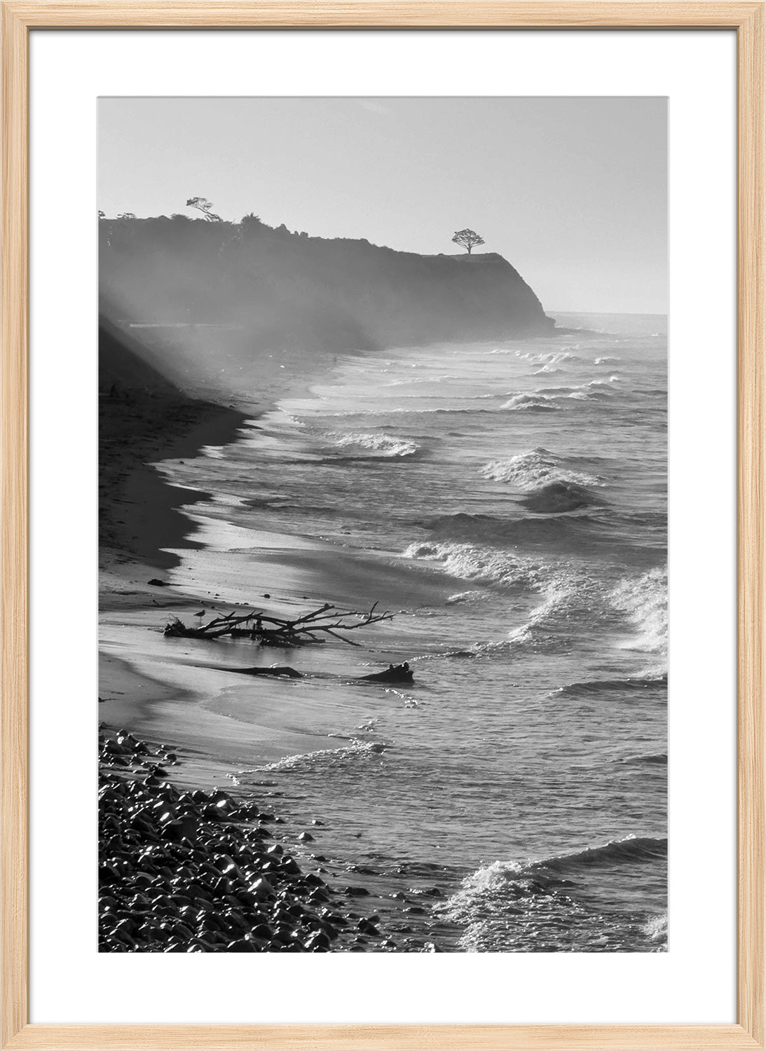 Santa Barbara coast print wood frame